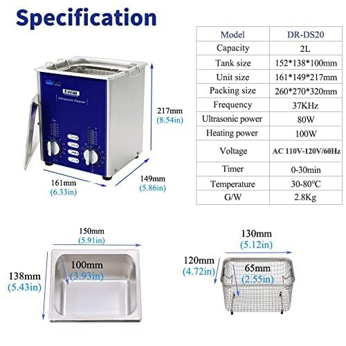 2L Professional Ultrasonic Jewelry Cleaner with Timer & Heater - Degas Sweep for Rings, Eyeglasses, Dentures, Coins & PCB Cleaning | Stainless Steel Basket | Perfect for Jewelry Stores, Home Cleaning & Electronics Maintenance