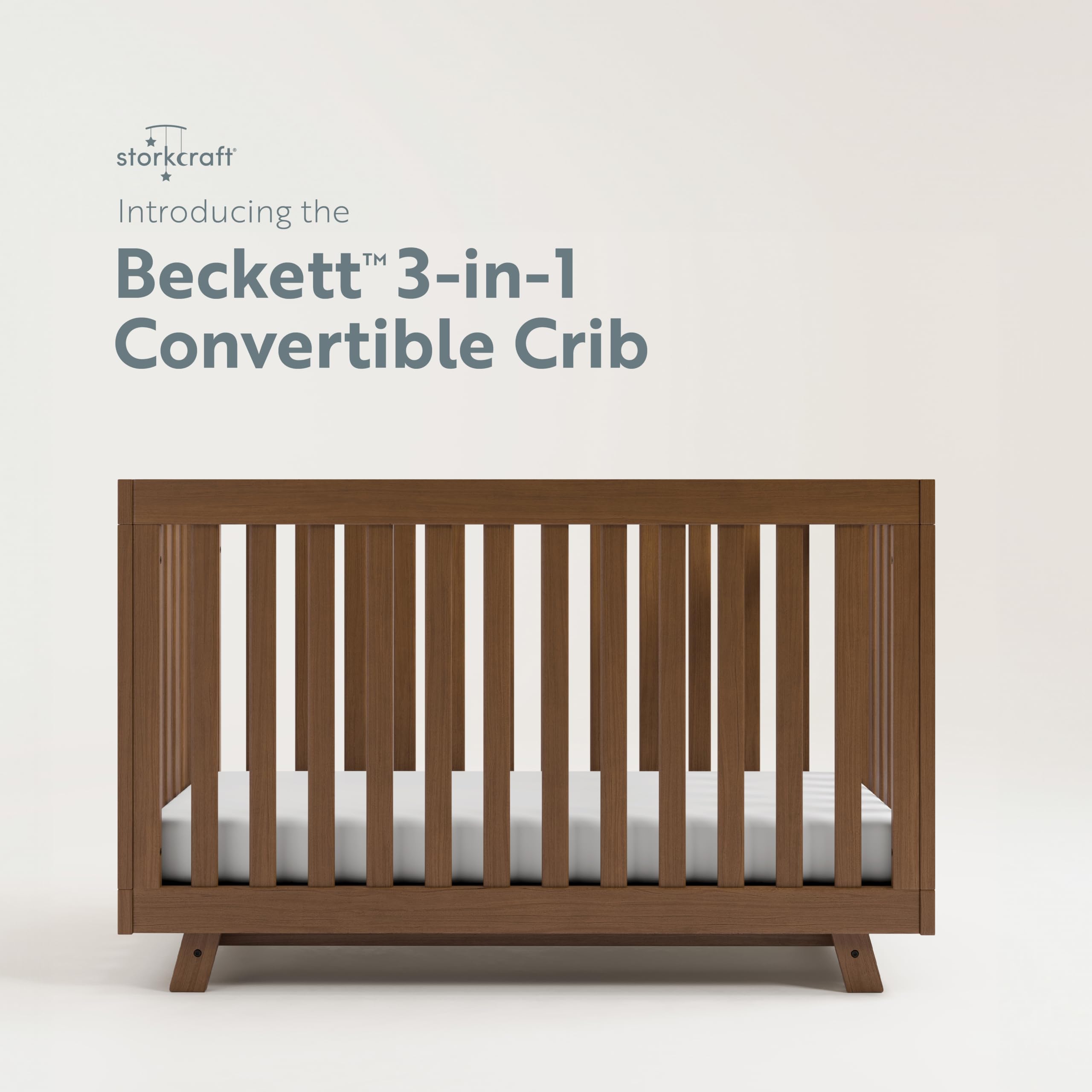 Storkcraft Beckett 3-in-1 Convertible Crib in Hazelnut - GREENGUARD Gold Certified, Converts from Crib to Toddler Bed, Fits Standard Full-Size Crib Mattress | Safe Nursery Furniture for Newborns & Toddlers | Perfect for Baby Rooms & Daycare Centers