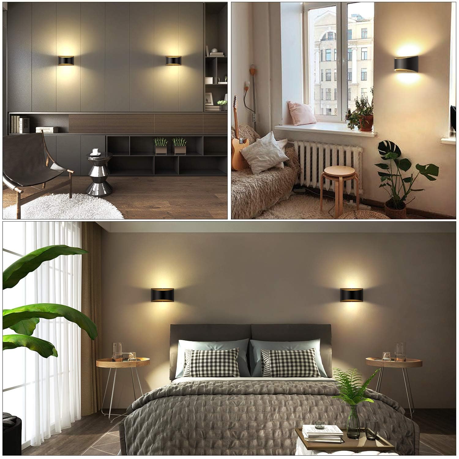 Lightess LED Wall Sconce - Dimmable 12W Modern Lighting for Hallway, Living Room & Bedroom - Warm White Ambience