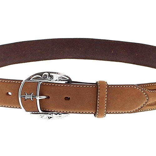 Justin Fenced In Barbed Wire Western Belt C10817 - Genuine Leather Cowboy Belt for Men - Perfect for Rodeo, Country Music Festivals & Western Style Outfits