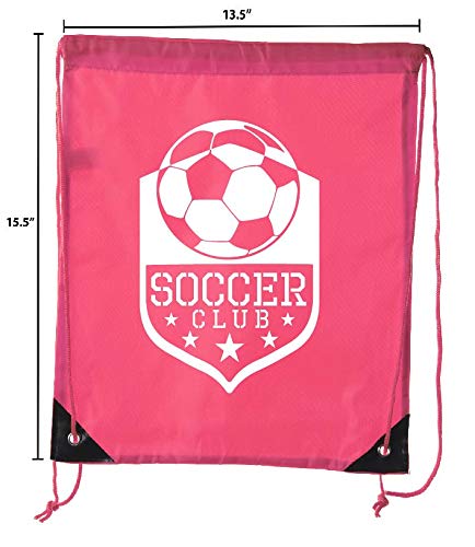 Mato & Hash Soccer Party Favors Drawstring Backpacks - 6 Pack Pink Soccer Bags for Kids Birthday Parties, Team Events, Sports Gifts & School Activities | Perfect for Soccer Players, Fans & Team Spirit CA2500SOCCER S4