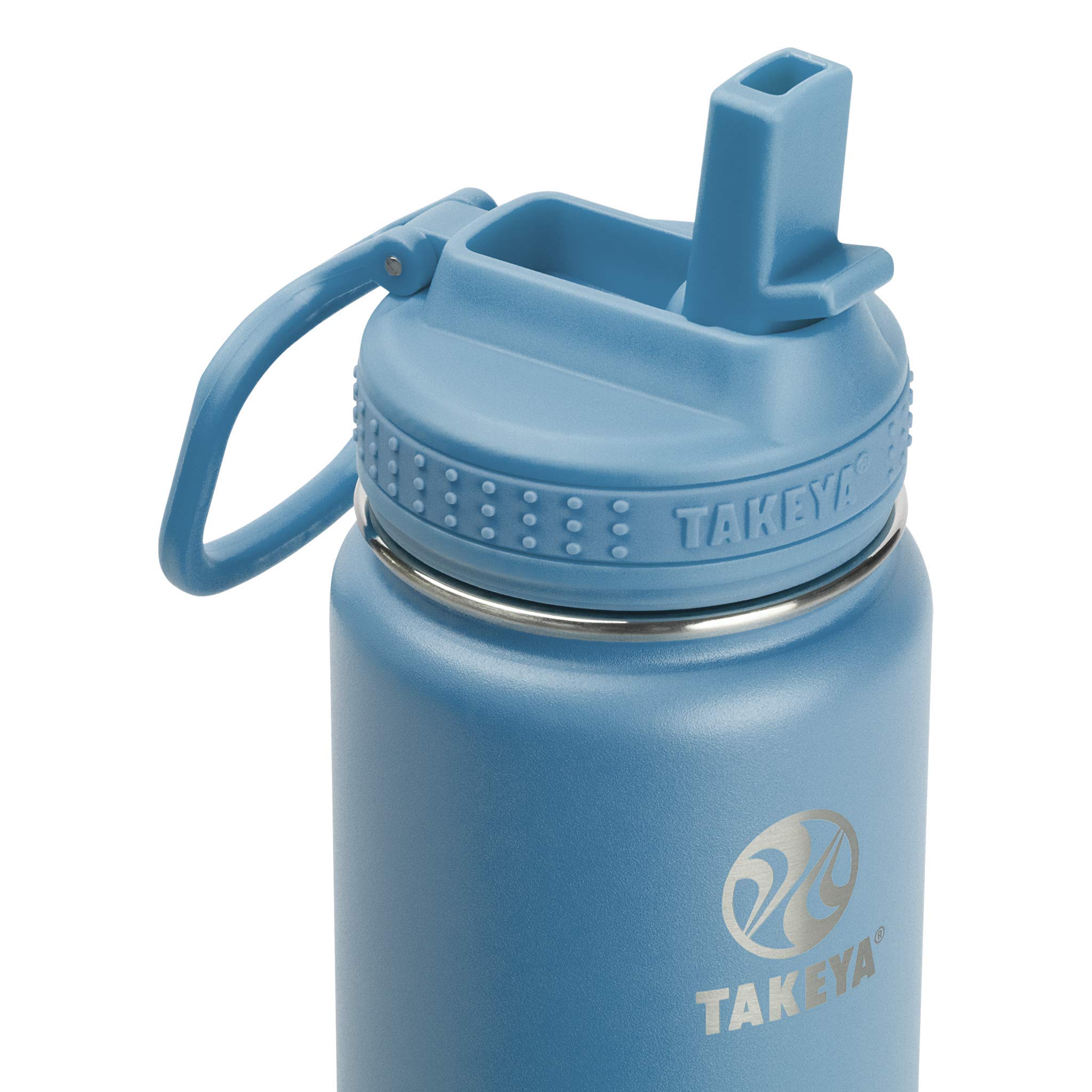 Takeya Actives 24oz Insulated Stainless Steel Water Bottle with Straw Lid - Premium Leakproof Thermos for Gym, Hiking & Outdoor Activities - Bluestone