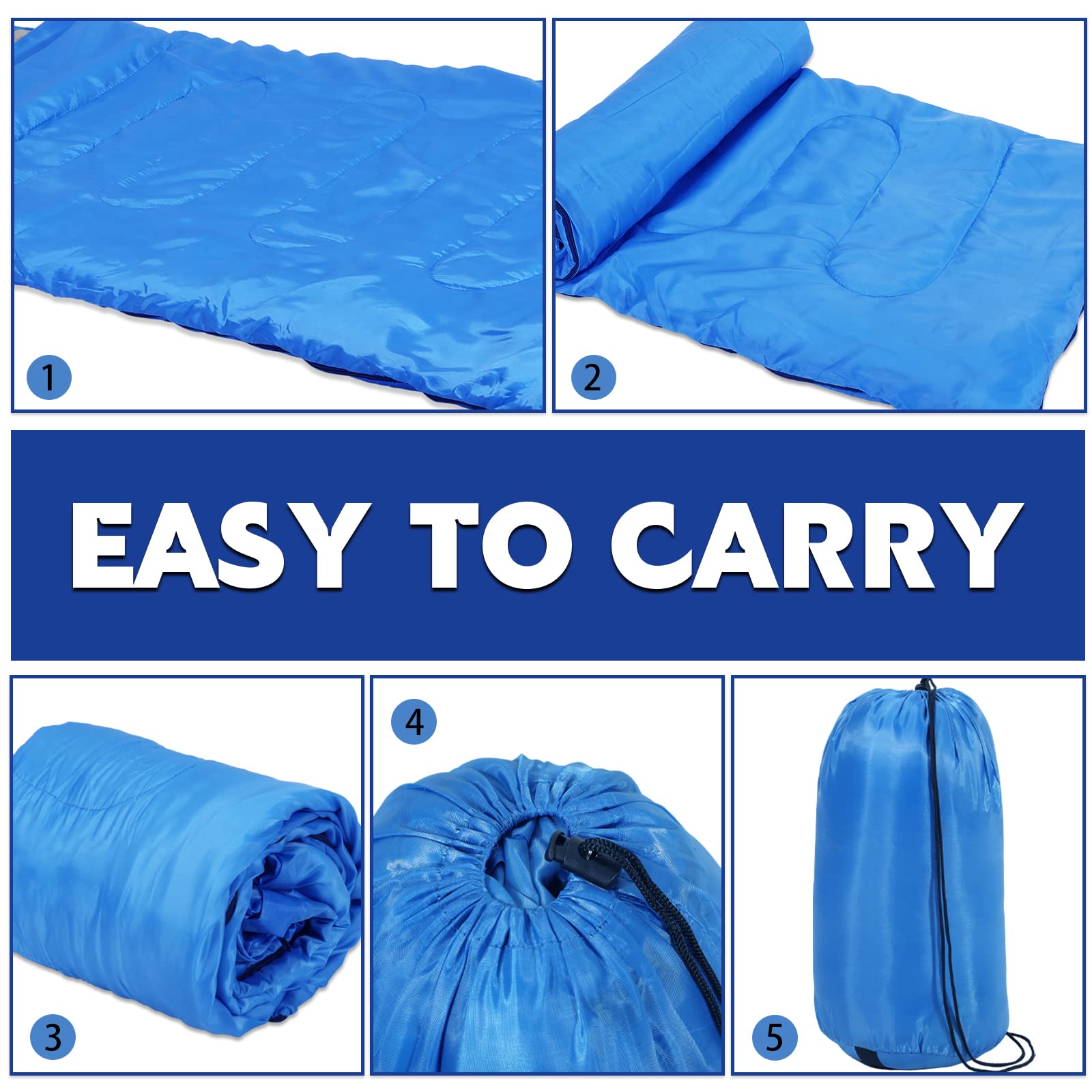 Junkin 12-Pack 4-Season Waterproof Lightweight Sleeping Bags for Adults - Cold & Warm Weather Camping Gear with Compression Sack - Perfect for Hiking, Travel, Homeless Shelters & Outdoor Adventures (Multicolor)