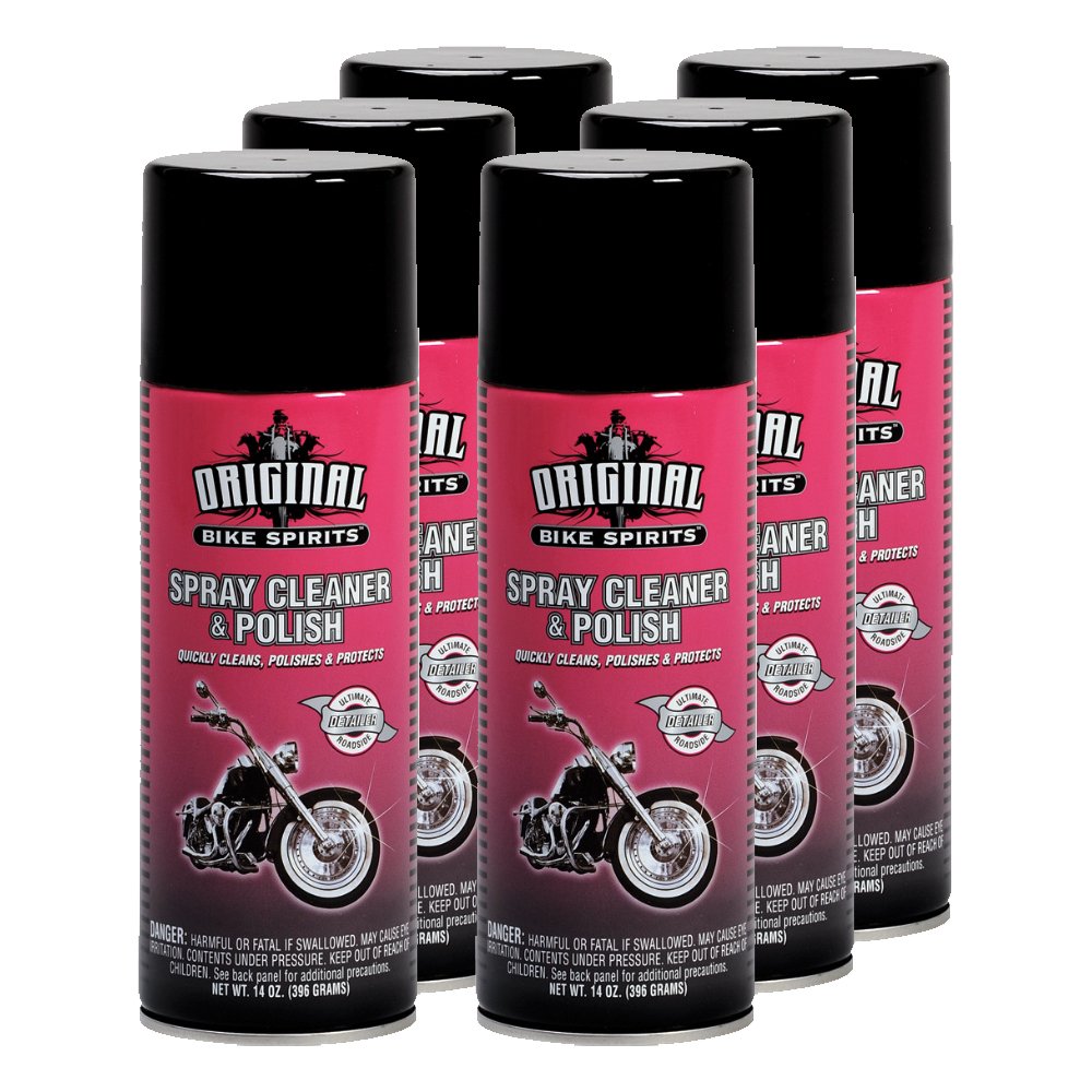Original Bike Spirits Spray Cleaner & Polish 14 oz Can (6-Pack) - Premium Bicycle Cleaner & Polish for Motorcycles, Bikes & Cycling Gear - Perfect for Quick Cleaning & Shining After Rides