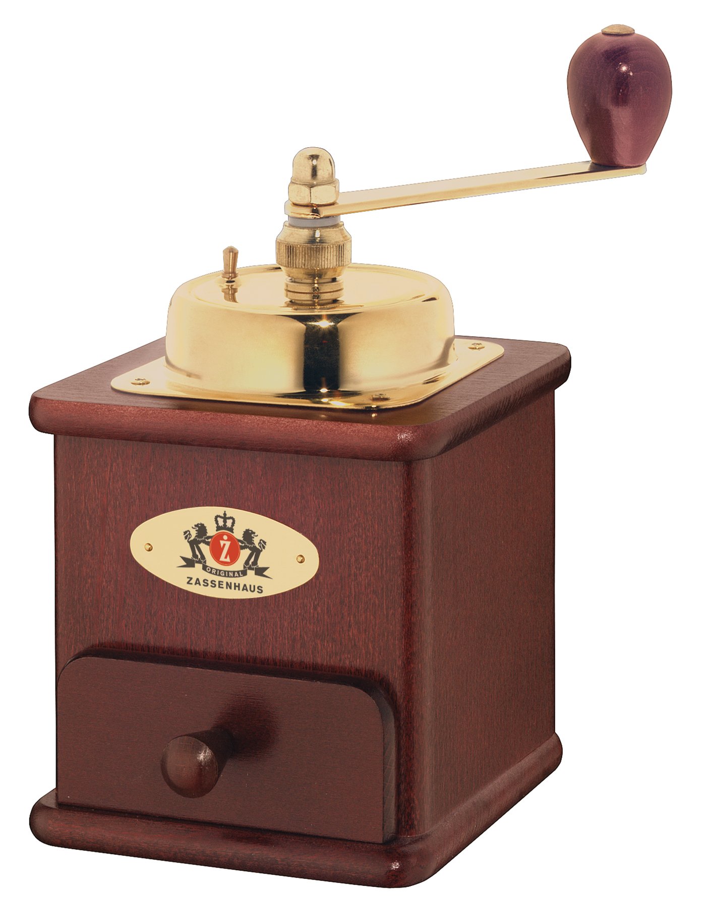 Premium Zassenhaus Brasilia Manual Coffee Grinder - Hand Crank Coffee Bean Mill with Beechwood & Mahogany Finish for Espresso, French Press & Pour Over Brewing - Traditional Kitchen & Camping Coffee Accessory