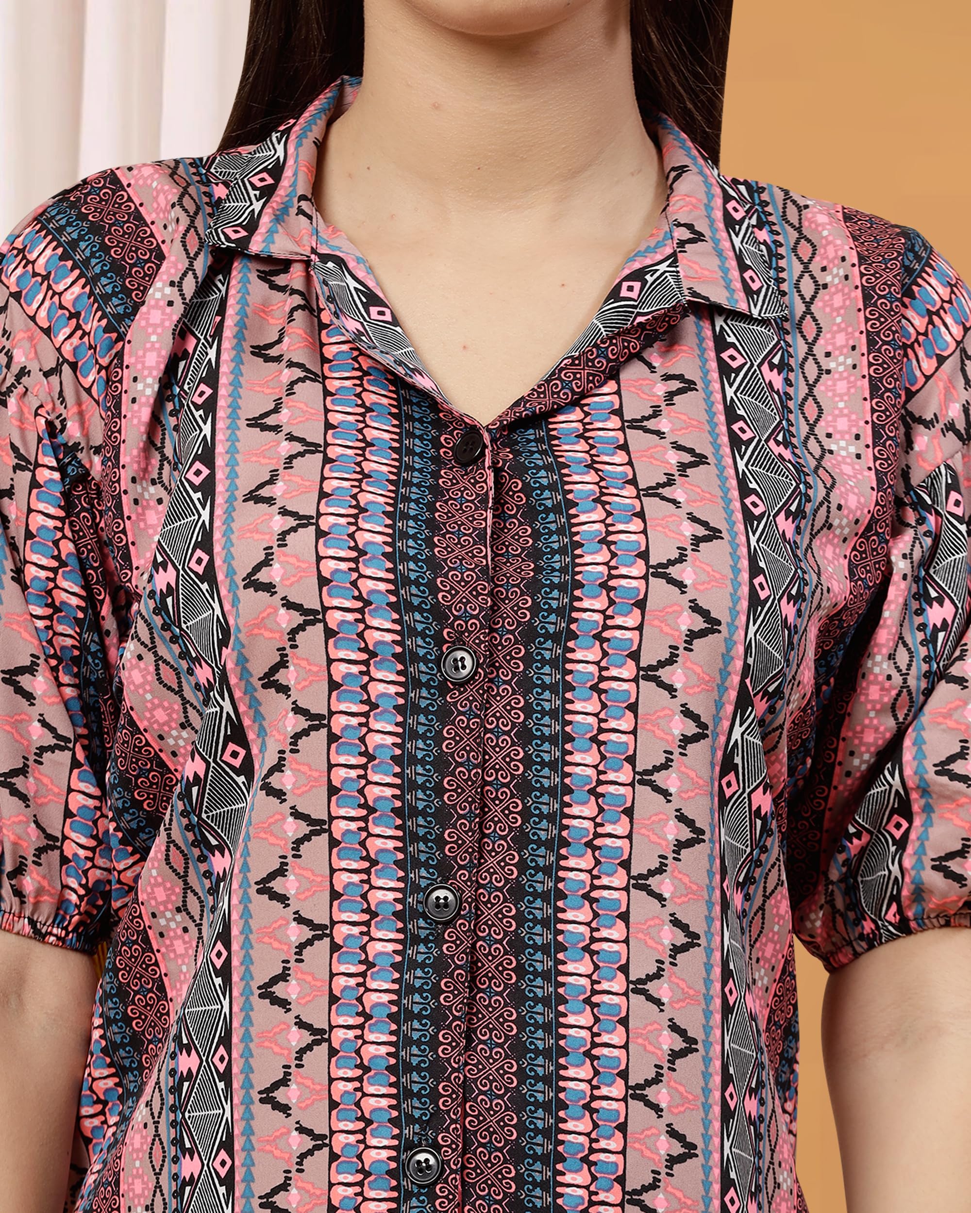 Women's Printed Blouse - Stylish Multicolor Casual Top for Work, Party & Everyday Wear