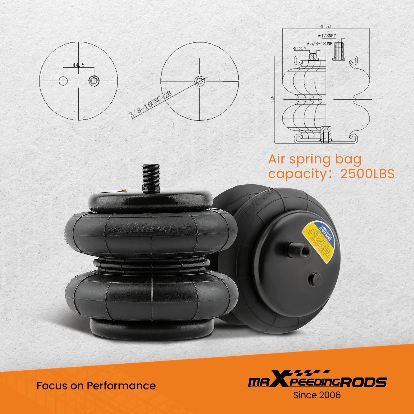 maXpeedingrods 5000 lbs Rear Air Suspension Bags Kit for Toyota Tacoma 2WD/4WD/Pre-Runner (2005-2023) - Heavy Duty Air Helper Spring Kit for Improved Load Support & Towing - Perfect for Off-Roading, Hauling & Towing Applications