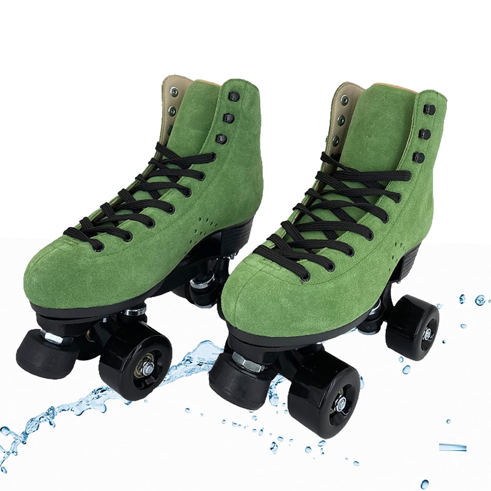 Light Up Roller Skates for Women & Teens - Adjustable Double Row 4-Wheel Skates with Shiny Artificial Leather - Unisex Adult Rollerblades for Outdoor Skating, Rink Parties & Fitness