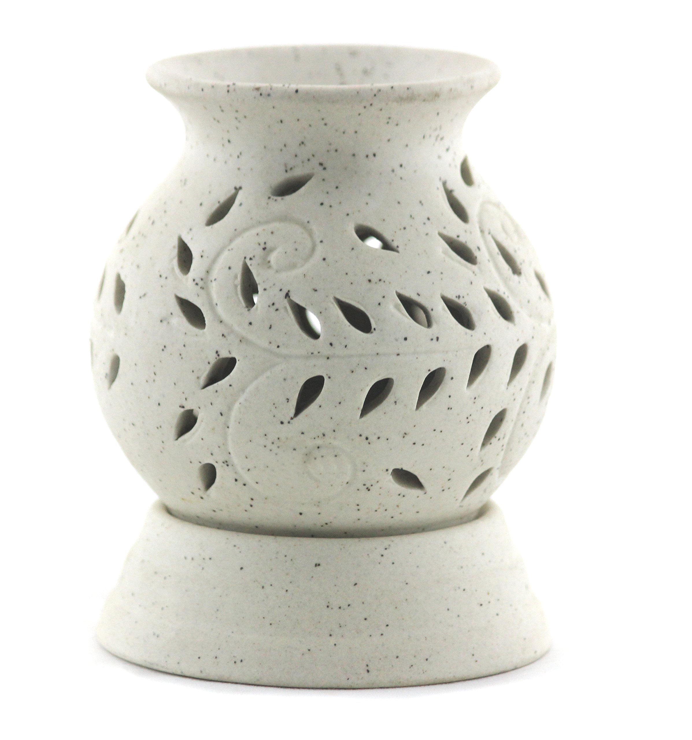 Brahmz Electric Aroma Oil Diffuser - Ancient Matki Shape with Bulb, Aroma Burner for Home & Office (White, Includes 10g Rose & Vanilla Fragrance Oil) | Perfect for Relaxation, Yoga, Meditation & Aromatherapy