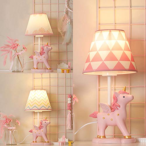 Modern Unicorn Resin LED Table Lamp - Pink Animal Night Light for Girls Bedroom, Kids Room & Office - Plug-in Cord Reading Lamp for Study, Nightstand & Desk Decor