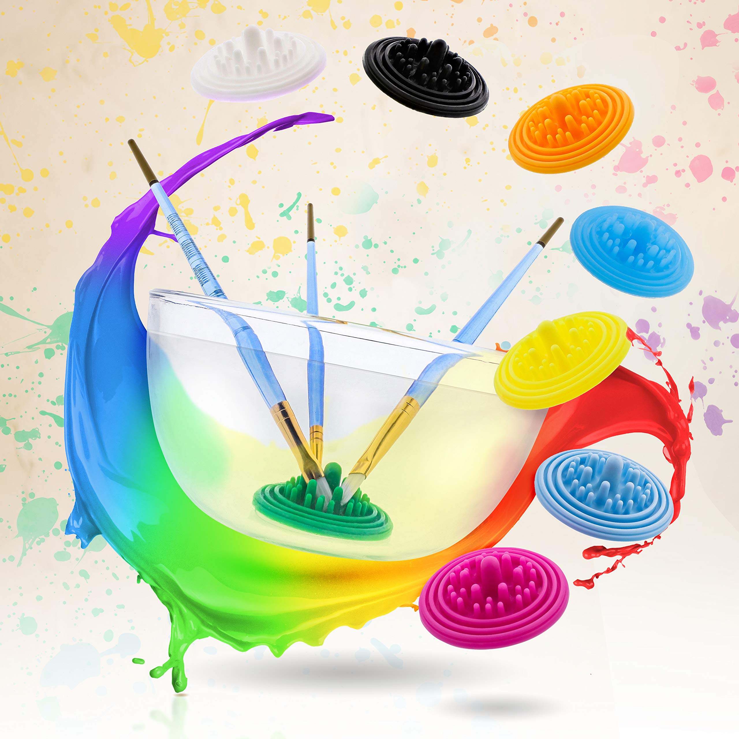 Paint Puck Brush Cleaner 3-Pack - Reusable Silicone Cup for Acrylic, Oil & Watercolor | Art Studio & Classroom Use