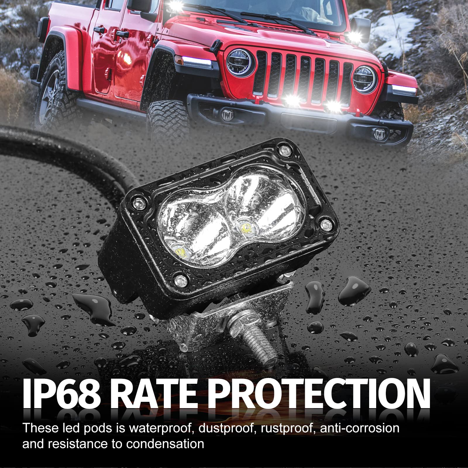 2Pcs 40W 3 Inch LED Pod Lights - Super Bright Off Road Spot Light & Work Light for Truck, ATV, UTV, Motorcycle, Boat - Waterproof Fog Light & Bumper Light for Night Driving, Camping, Hunting & Offroad Adventures