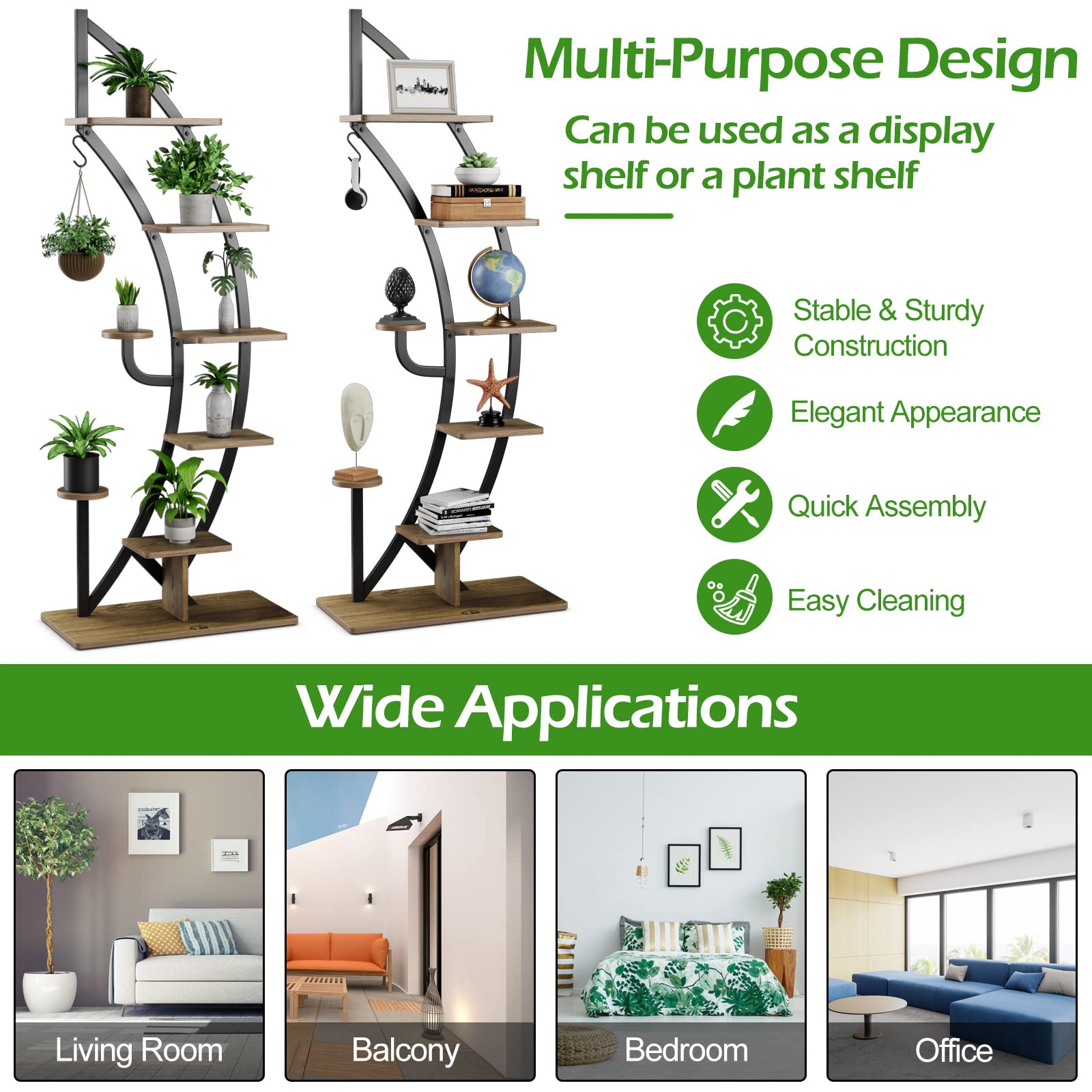 Giantex 6-Tier Half Moon Metal Plant Stand Indoor, 61