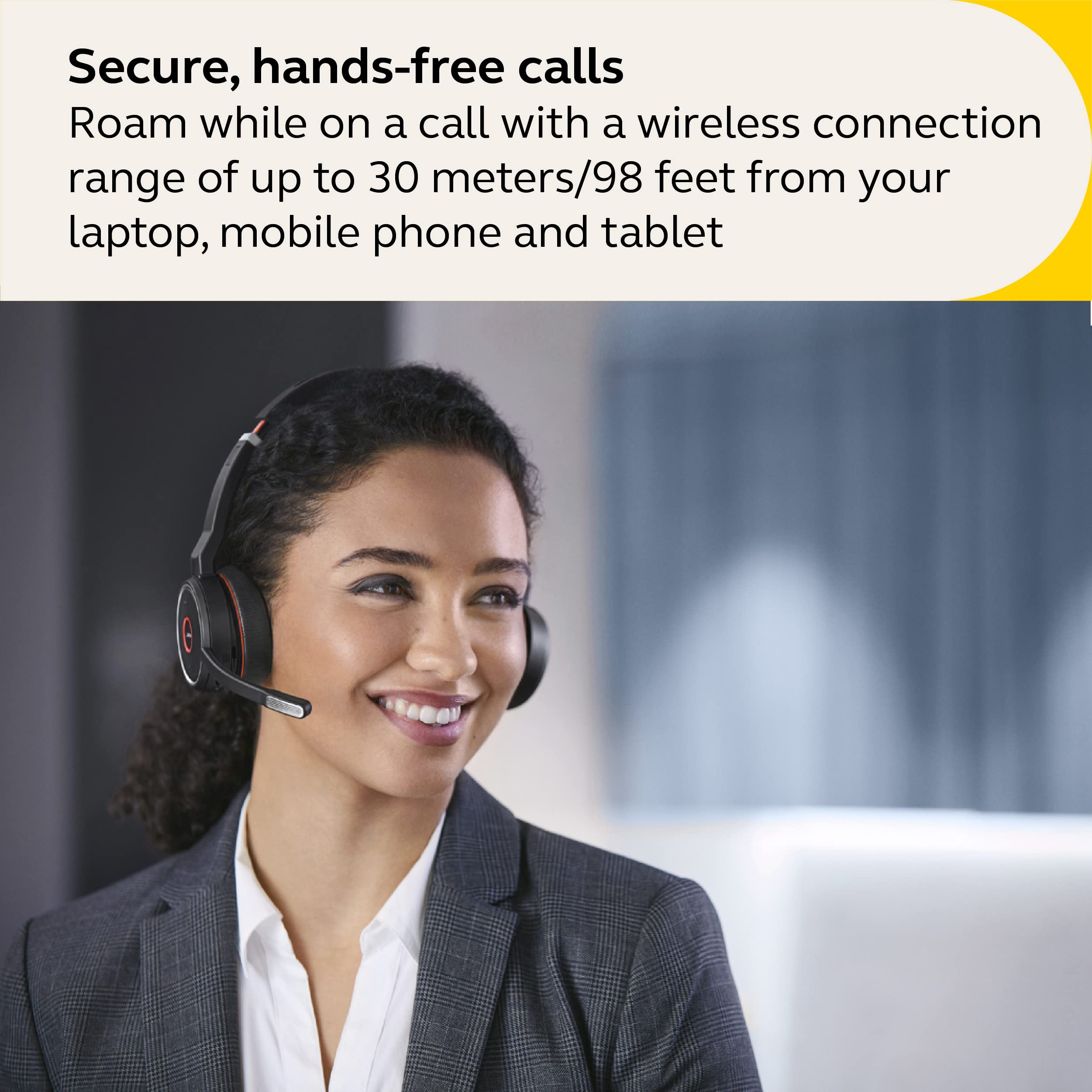Jabra Evolve 75 SE UC Stereo Wireless Bluetooth Headset with Active Noise Cancelling Mic, 14-Hour Battery & Dual Connectivity - Compatible with Zoom/Teams/Webex (Renewed, Black) - Perfect for Remote Work & Online Meetings