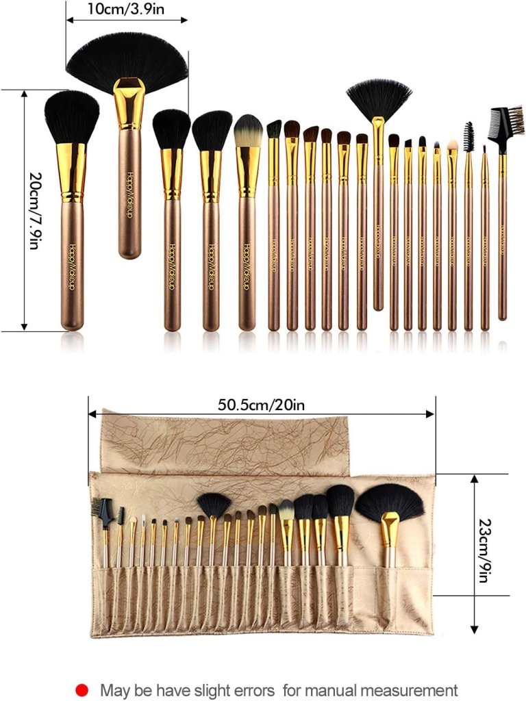 20pcs Professional Makeup Brush Set - Soft Real Animal Hair Bristles for Flawless Blending & Contouring | Perfect for Makeup Artists & Beginners | Home & Travel Use