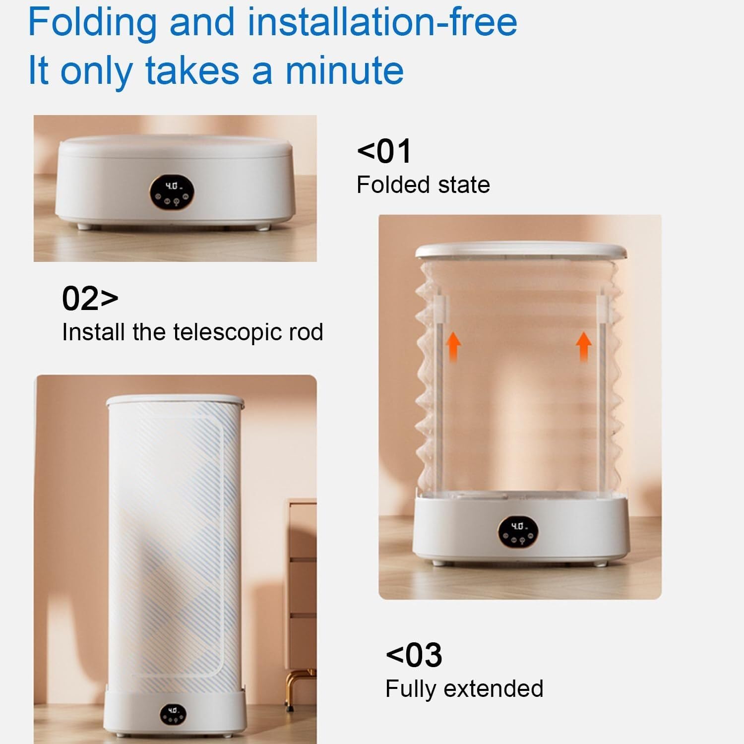 Portable Electric Clothes Dryer with Auto Ironing - Compact Steam Drying Smart Machine for Travel, RV & Home Use - Perfect for Lightweight Clothing & Quick Drying on the Go