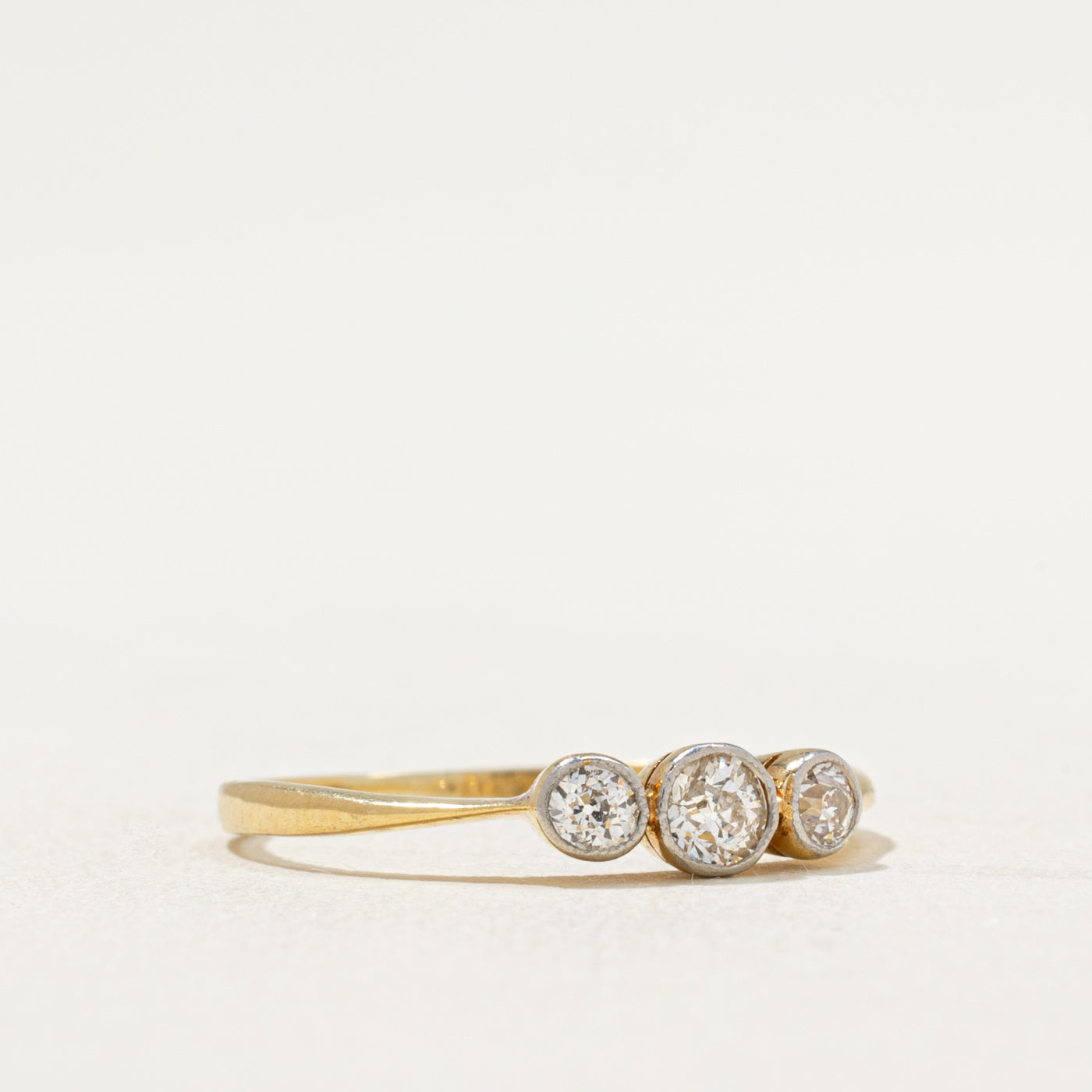 Vintage Three Stone Old European Cut Diamond Ring | 0.29ctw | Size 7 | Elegant Wedding Band, Anniversary Gift & Engagement Ring for Women