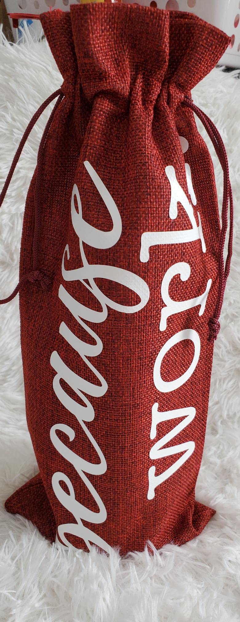 Personalized Burlap Drawstring Wine Bag with Inspirational Sayings - Reusable Khaki Wine Holder Gift for Coworkers, Mom, Friends - Perfect for Office Parties, Bridal Showers & Holiday Gifting
