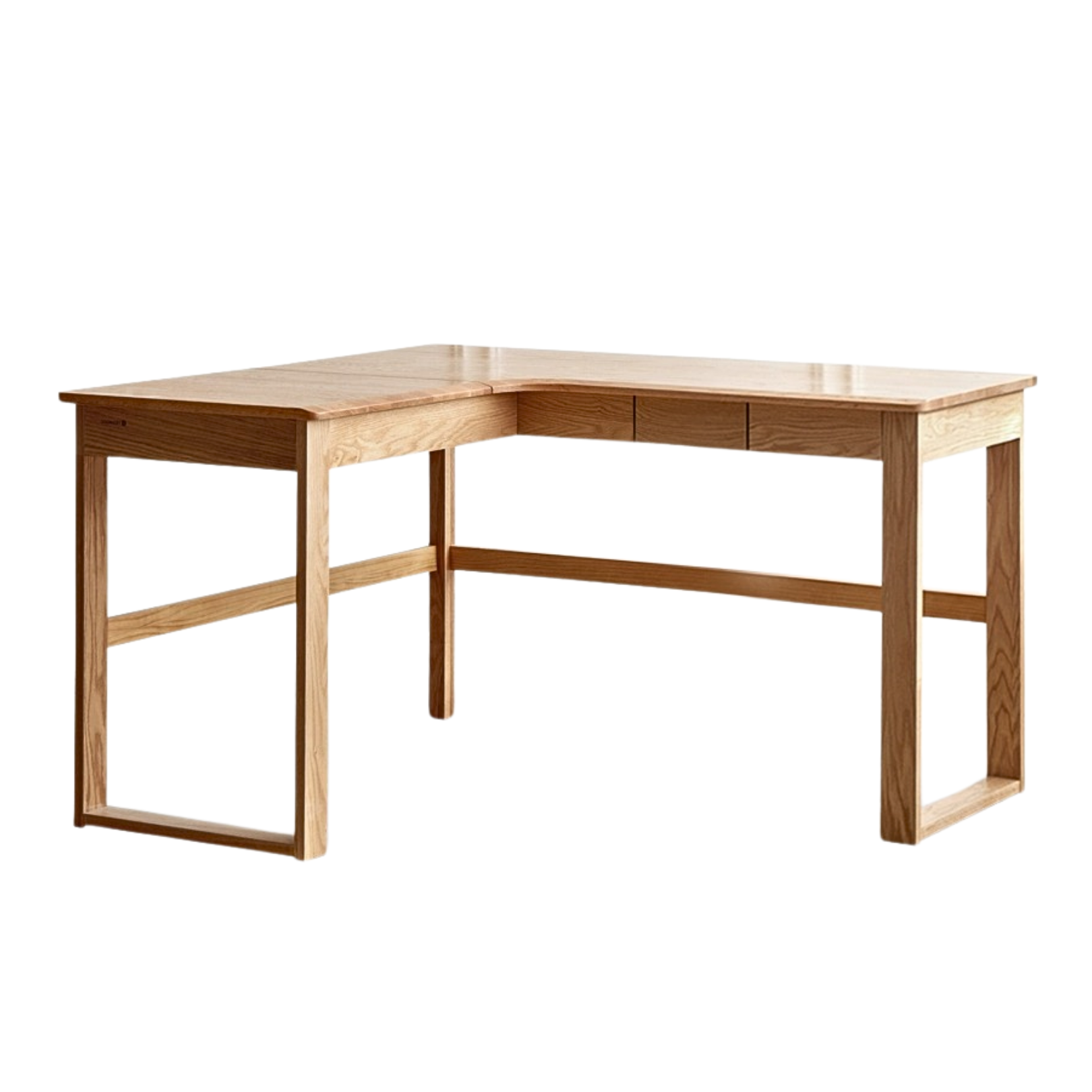Solid Oak Wood L-Shaped Corner Office Desk - Modern Home & Office Workspace Solution for Productivity & Comfort