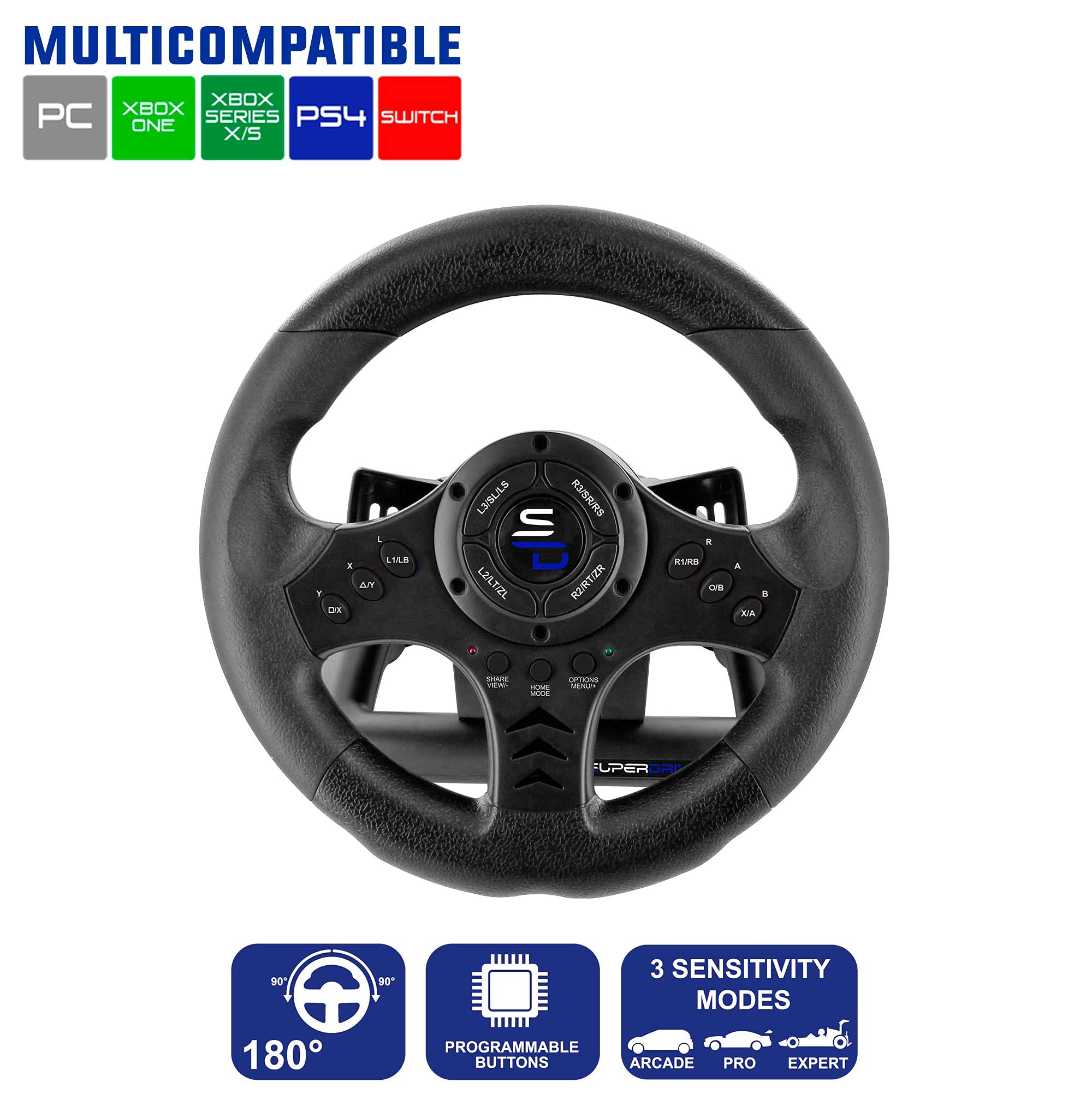 Premium SV450 Racing Wheel with Pedals & Shifter - Compatible with Xbox Series X/S, PS5, PS4, Xbox One, PC & Nintendo Switch | Programmable for All Racing Games | Perfect for Sim Racing & Gaming Setups