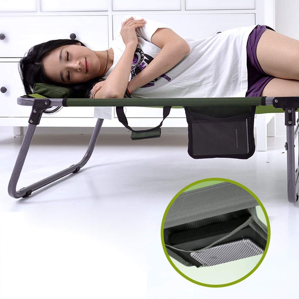 Portable Folding Bed Sun Lounger - Adjustable Reclining Camping Cot for Outdoor, Office & Hospital Use - Heavy Duty 224kg Capacity with Removable Pillow - Perfect for Travel, Beach, Guest Room & Emergency Situations