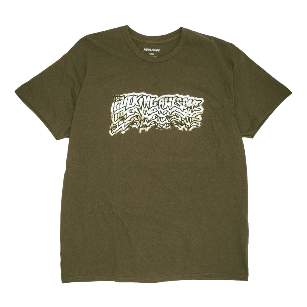 FA Burnt Stamp Graphic T-Shirt - Olive Green Vintage Style Cotton Tee for Men & Women | Casual Wear, Street Fashion, Retro Outfits