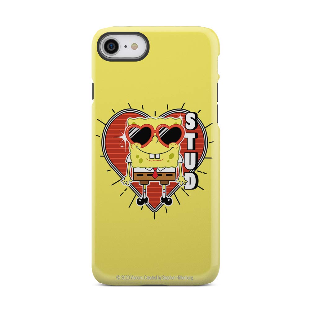 SpongeBob SquarePants Heart Sunglasses Stud Durable Shockproof Phone Case for iPhone 7/8 - Yellow - Perfect for Summer Beach Parties & Cartoon Lovers