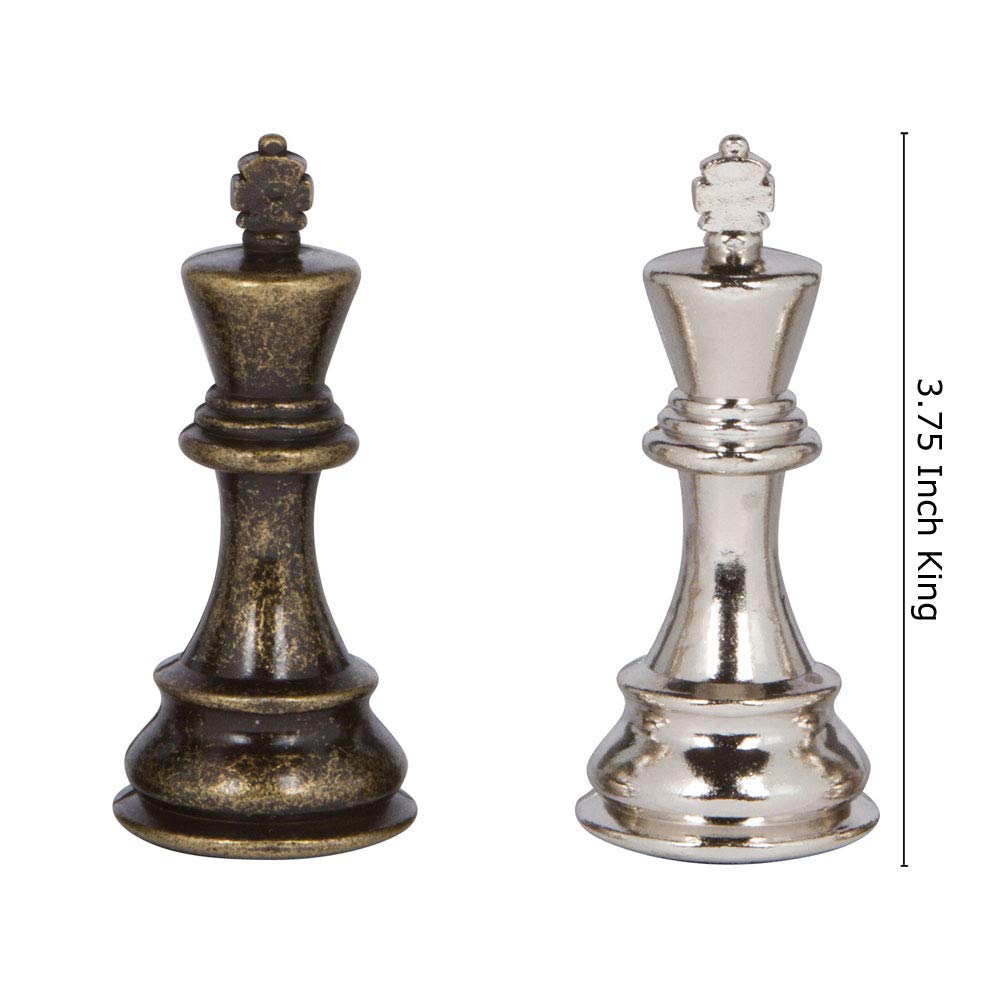 Premium Lowell Silver & Bronze Chess Pieces Set - 3.75