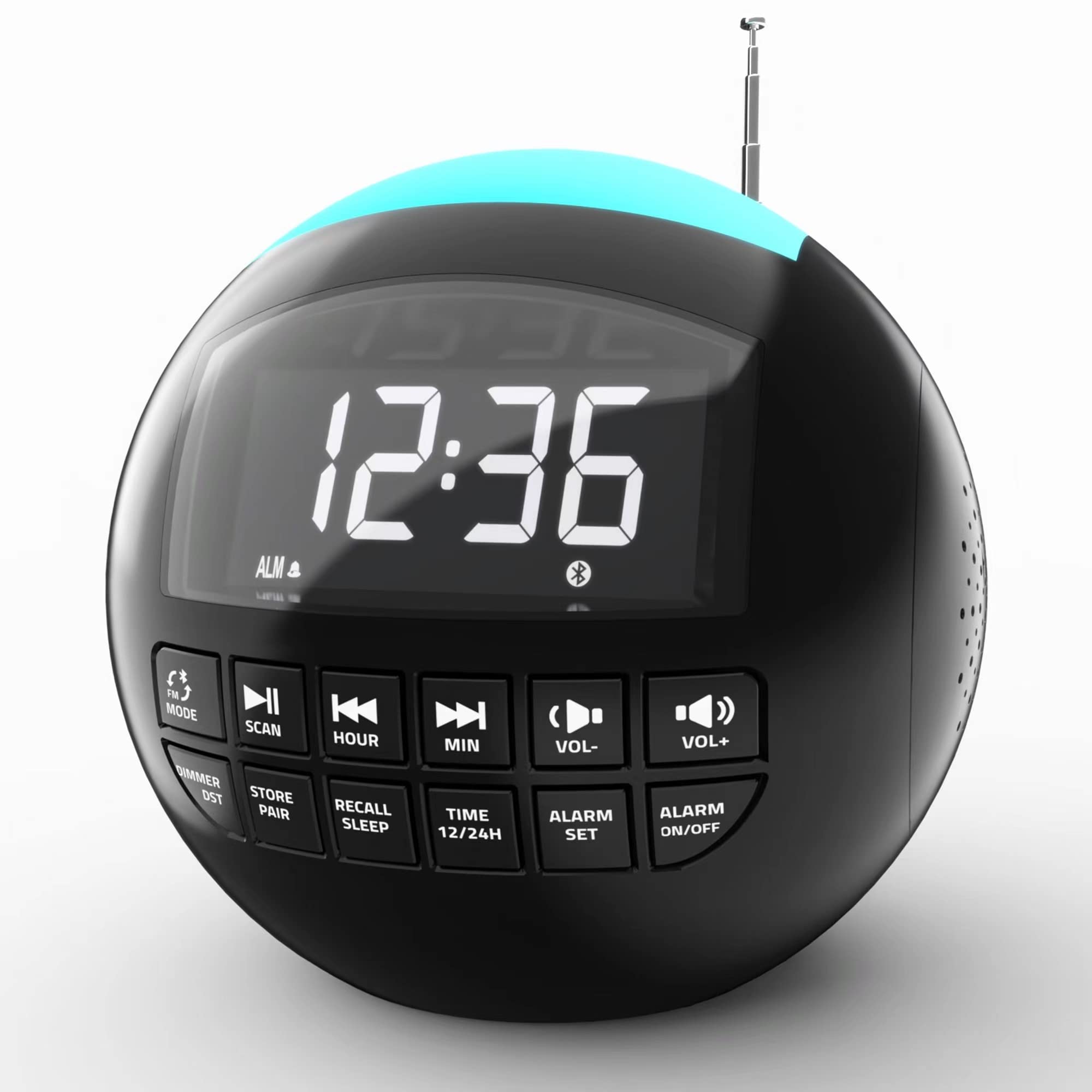 Raynic Bluetooth Alarm Clock with USB Charger, 7 Color Night Light, Dual Alarm, 12/24H Time Display, DST, 5 Adjustable Volume & Dimmer - Perfect for Bedroom, Living Room, Office & Travel