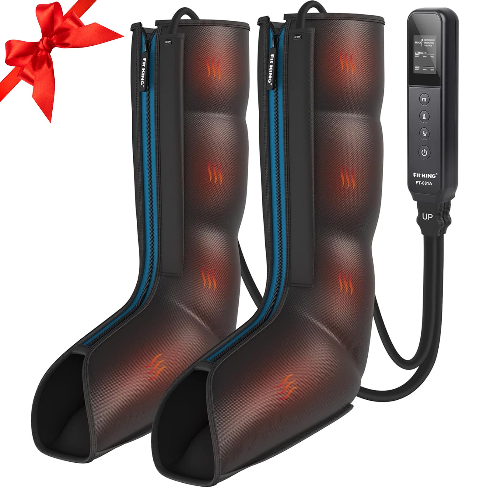 FIT KING Leg Massager with Heat - Upgraded Air Compression Boot for Circulation, Pain Relief & Edema - FSA/HSA Approved Foot & Calf Massager for Relaxation & Recovery - Perfect Gift for Parents, Athletes & Office Workers - Use After Workouts, Travel or Long Sitting