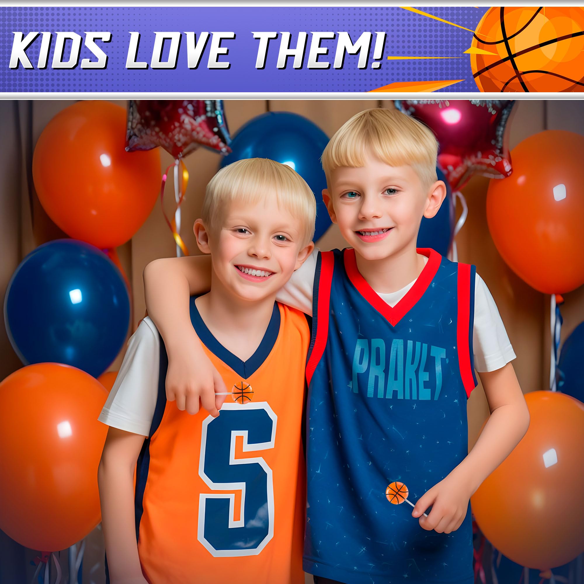Basketball Lollipops 12 Pack - Bulk Basketball Candy for Sports Party Favors, Game Day Snacks & Team Decorations - Perfect for Basketball Birthday Parties, School Events and Sports Themed Celebrations