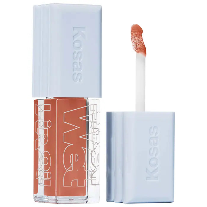 Kosas Gloss Voluminizador Wet Lip Oil - Plumping Peptide Lip Treatment for Fuller Lips | Hydrating & Shiny Lip Gloss for Day & Night Wear