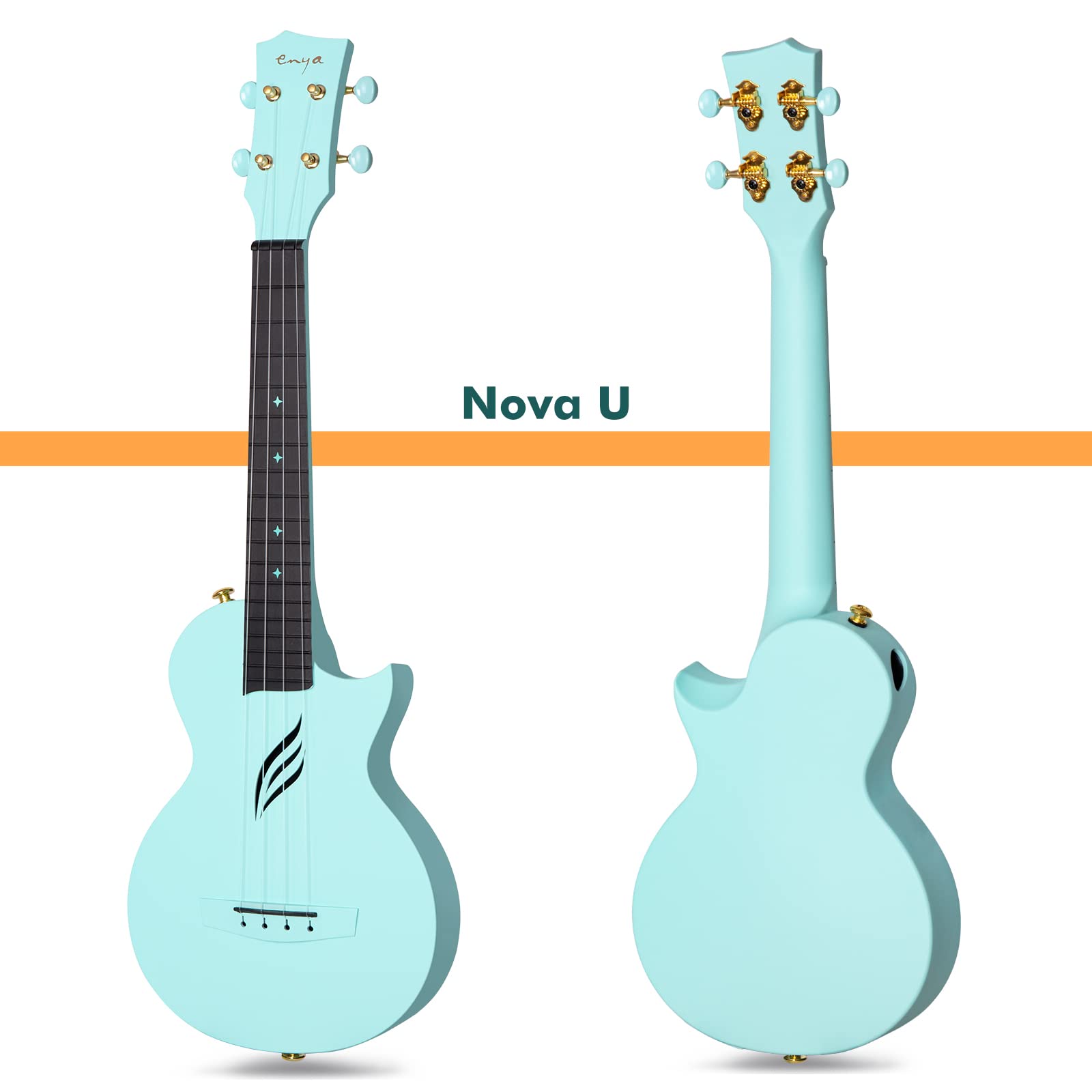 Enya Nova U 23'' Carbon Fiber Concert Ukulele - Professional Travel Ukulele with Beginner Kit (Includes Online Lessons, Case, Strap, Capo & Strings) - Perfect for Beginners, Travel & Outdoor Performances - Blue