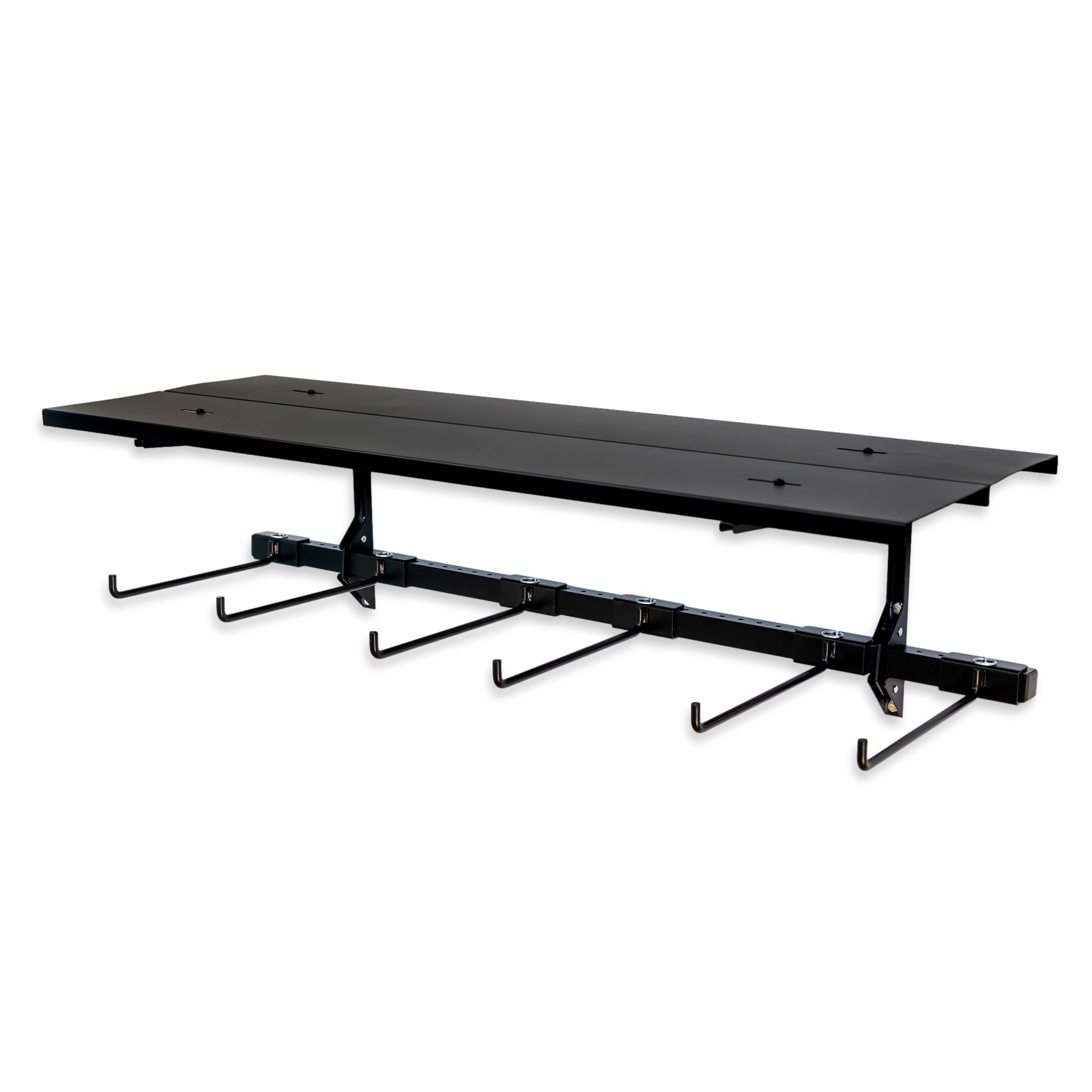 StoreYourBoard Chair Storage Rack & Wall Mount - Heavy Duty 300 lbs Capacity Folding Shelf for Beach Chairs, Garage & Home Organization - Black Steel Space-Saving Hanger System (Perfect for Small Spaces & Seasonal Storage)
