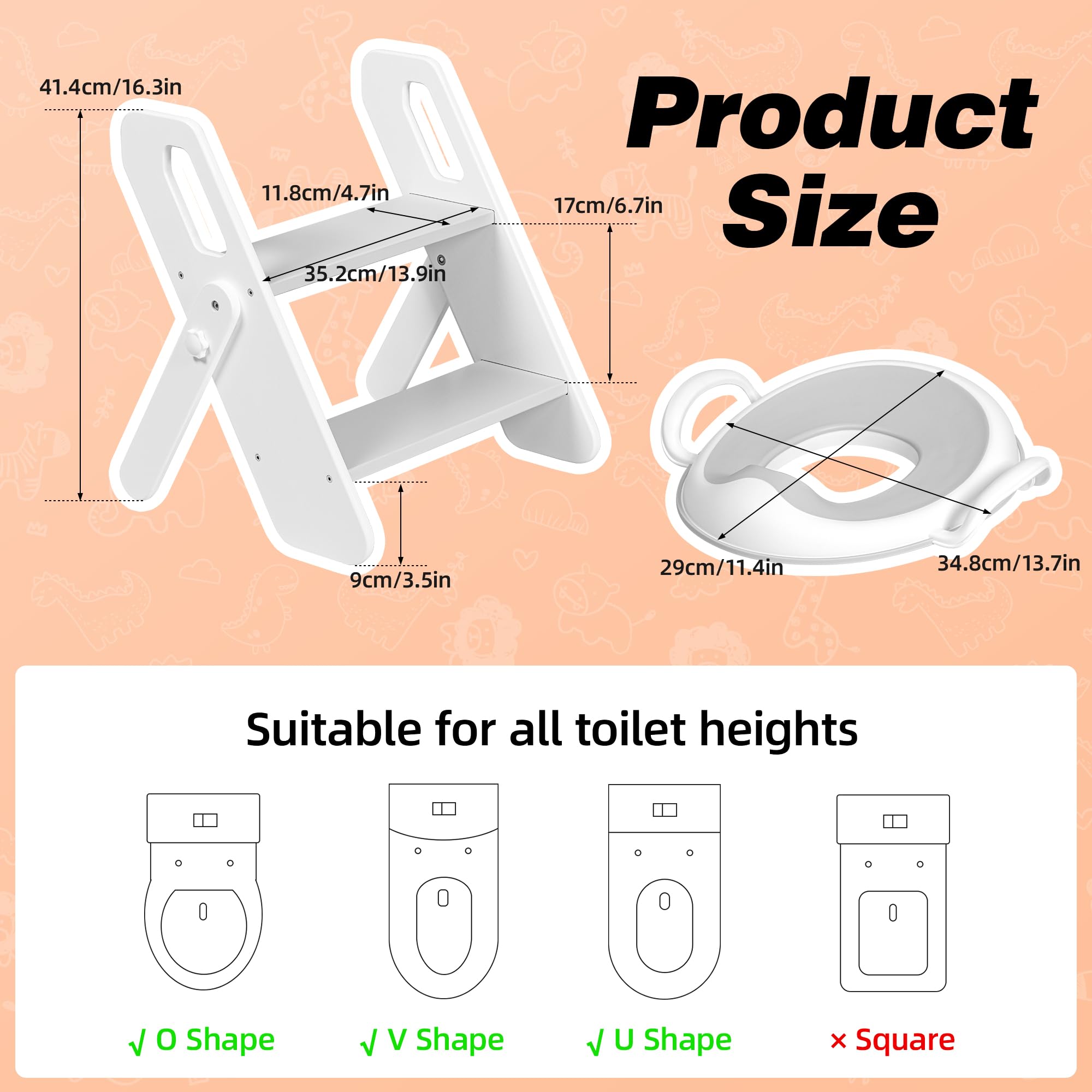 Potty Training Seat with Ladder for Toddlers - Adjustable Wooden Toilet Step Stool for Boys & Girls - Kids Bathroom Step Stool for Safe Potty Training | Perfect for Home, Daycare & Travel Use