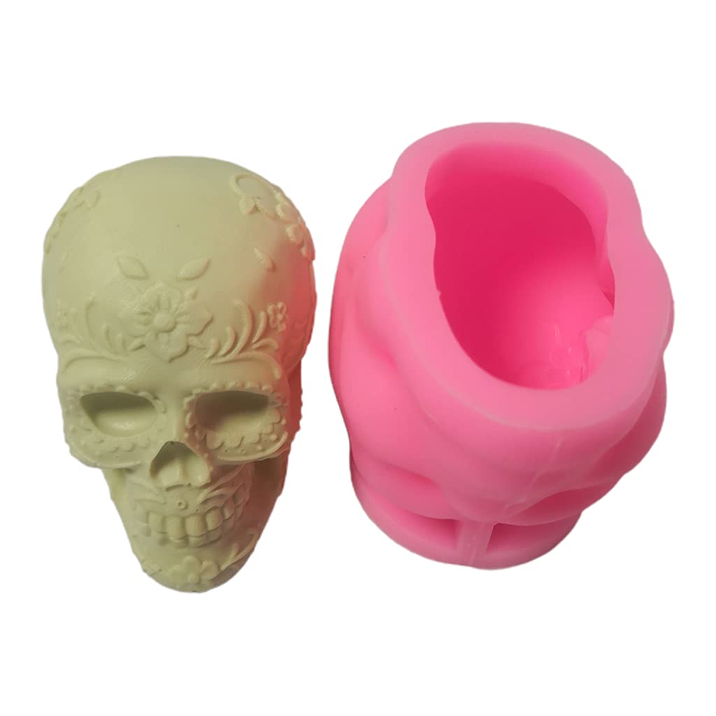 3D Flower Skull Candle & Soap Mold - DIY Epoxy Wax Mold for Handmade Aromatherapy Candles, Soap Making - Perfect for Halloween, Home Decor, Gifts & Craft Projects