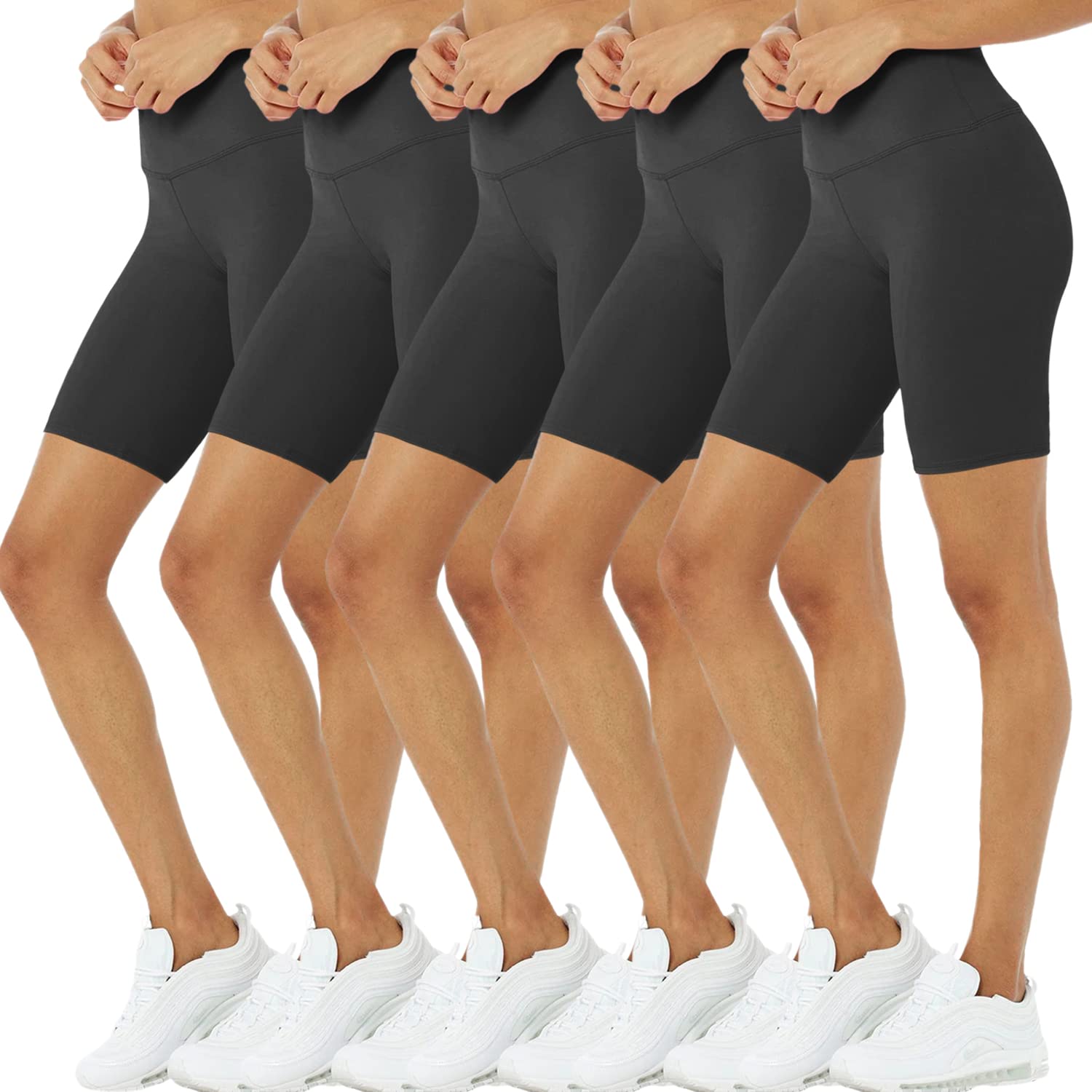 VALANDY 5 Pack Women's High Waist Biker Shorts - Stretchy Spandex Workout Yoga Running Gym Shorts for Women - Perfect for Cycling, Fitness & Lounge Wear