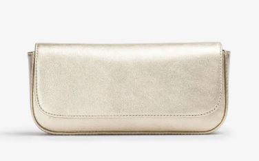 Unisa Gold Leather Clutch Bag for Women - Elegant Evening Clutch Purse with Wrist Strap - Perfect for Parties, Weddings & Special Occasions