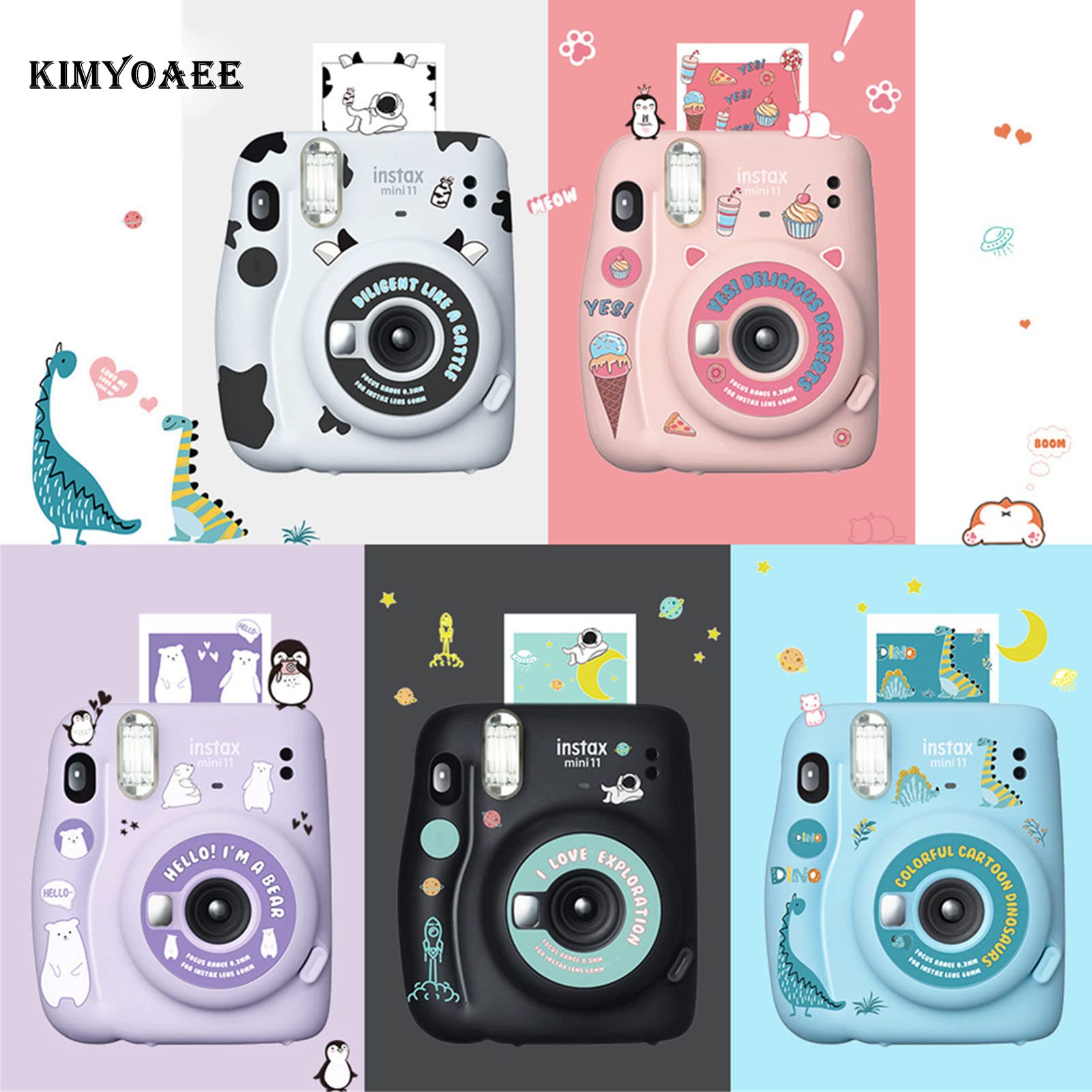 Fujifilm Instax Mini 11 Stickers Set - 5 Sheets with Cute Dessert & Animal Designs for Instant Camera, Photo Frames & Albums | Perfect for Scrapbooking, Journaling & DIY Photo Decor