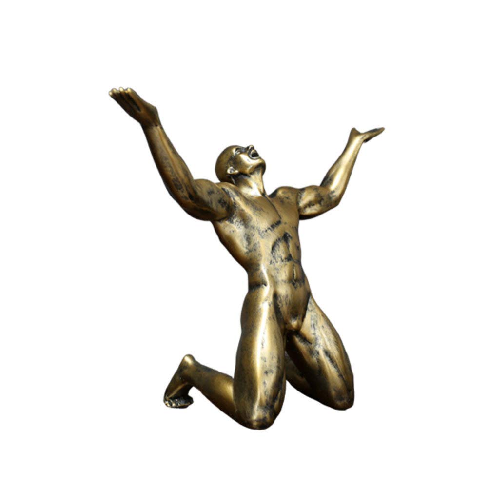 IMIKEYA Male Figurine Resin Art Statue - Nude Sculpture for Desktop Tabletop Decoration | Home Office Bedroom Living Room Decor | Gift for Art Collectors & Interior Design Lovers