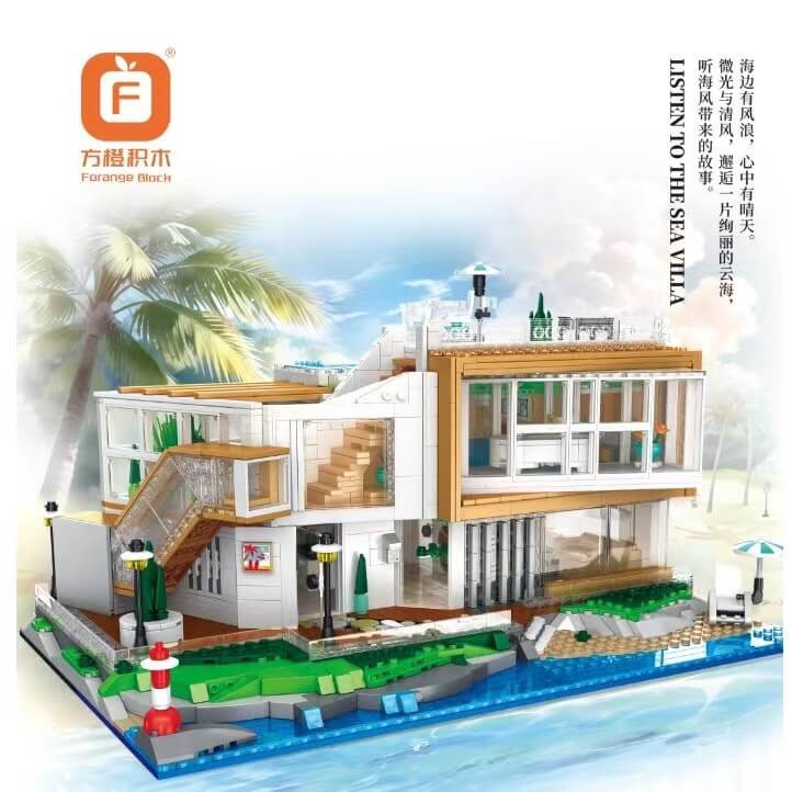 Forange FC8531 Seaside Villa Model - Perfect for Home Decor, Collectibles & Diorama Scenes | Beach House Miniature for Dollhouse, Train Sets & Tabletop Displays