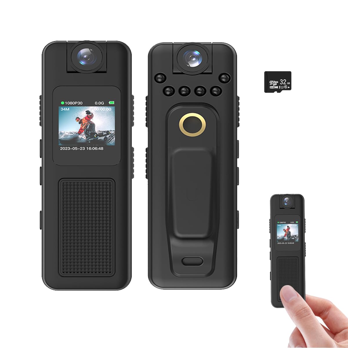 180° Rotating Lens Body Camera with 32GB Storage - HD Video & Audio Recorder for Police, Security & Personal Use | Perfect for Law Enforcement, Night Patrols & Evidence Collection