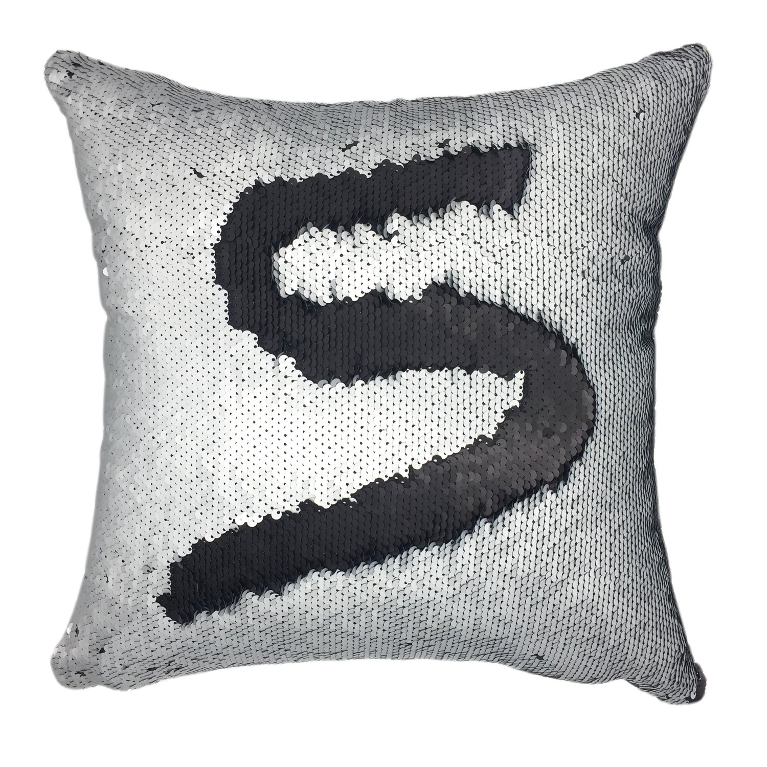 Magic Reversible Sequin Mermaid Throw Pillow Case - 16x16 Inch Decorative Cushion Cover for Sofa, Couch & Bed (Gray/Black) - Perfect for Home Decor, Living Room Accent & Gift Giving