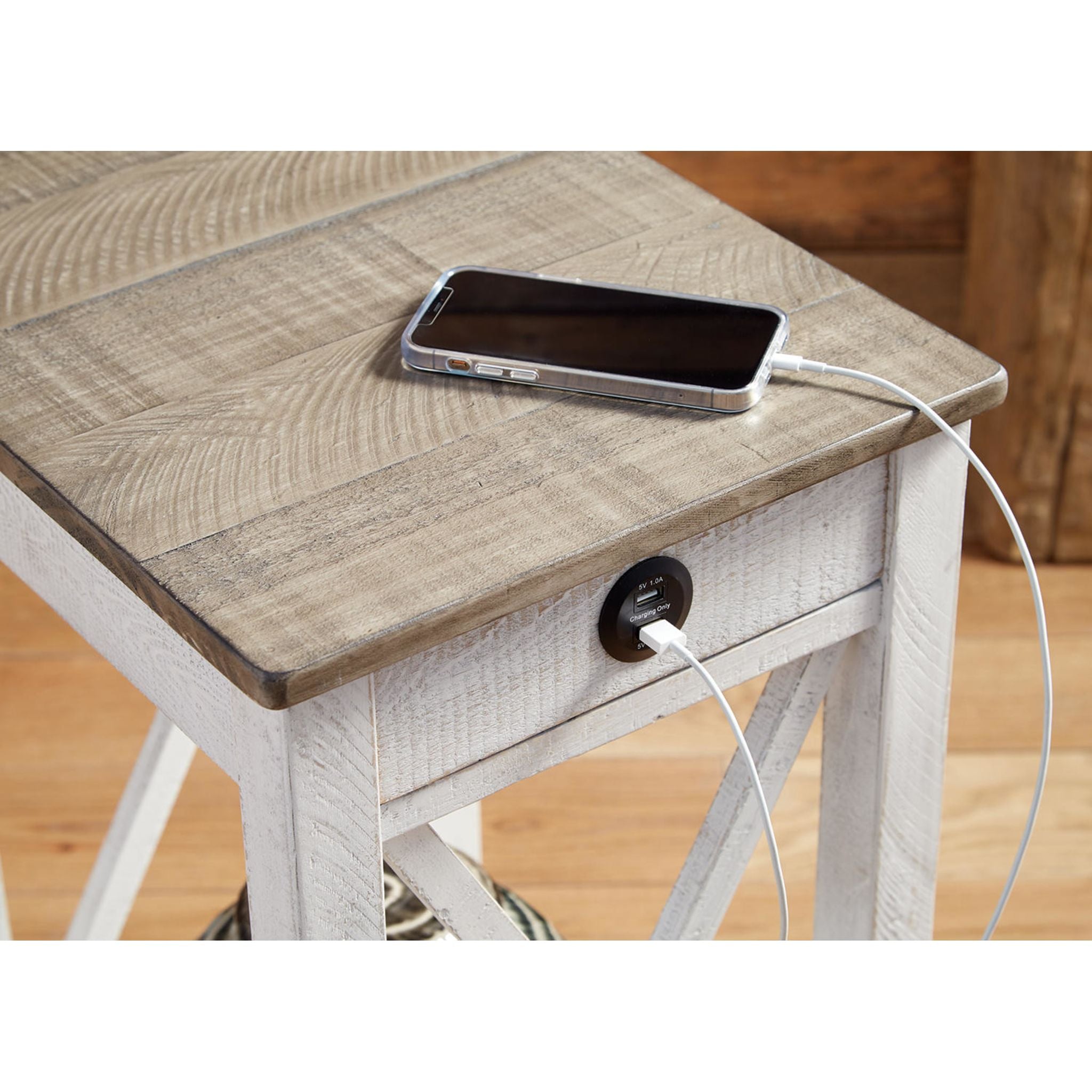 Adalane Modern Accent Table - White & Gray Side Table for Living Room, Bedroom, or Office - Perfect for Small Spaces & Home Decor