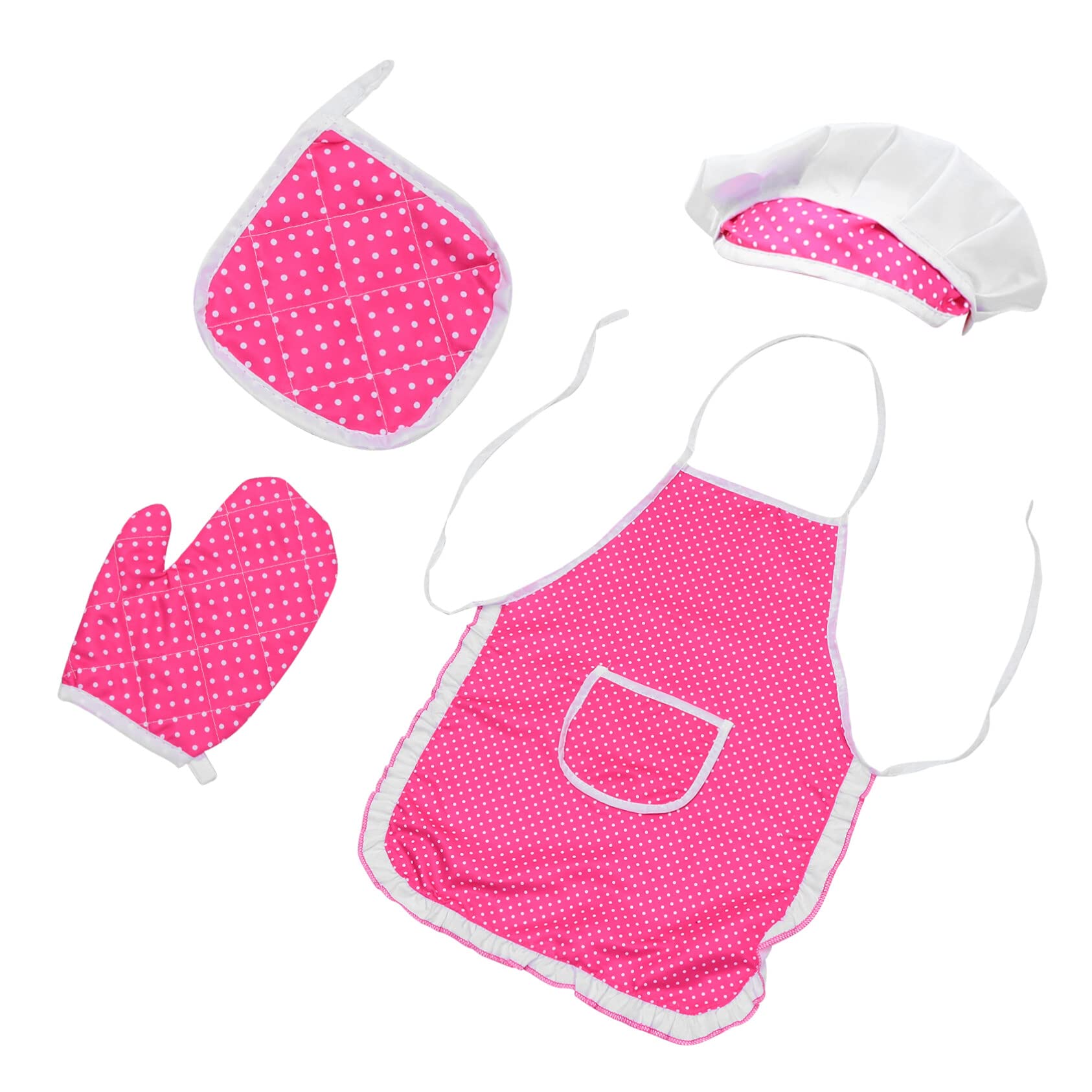 Kids Apron Set with Bonnet - Girls Pretend Play Kitchen Toy, Simulation Tableware & Role Play Costume for Toddlers - Perfect for Dress-Up, Cooking Fun & Imaginative Play