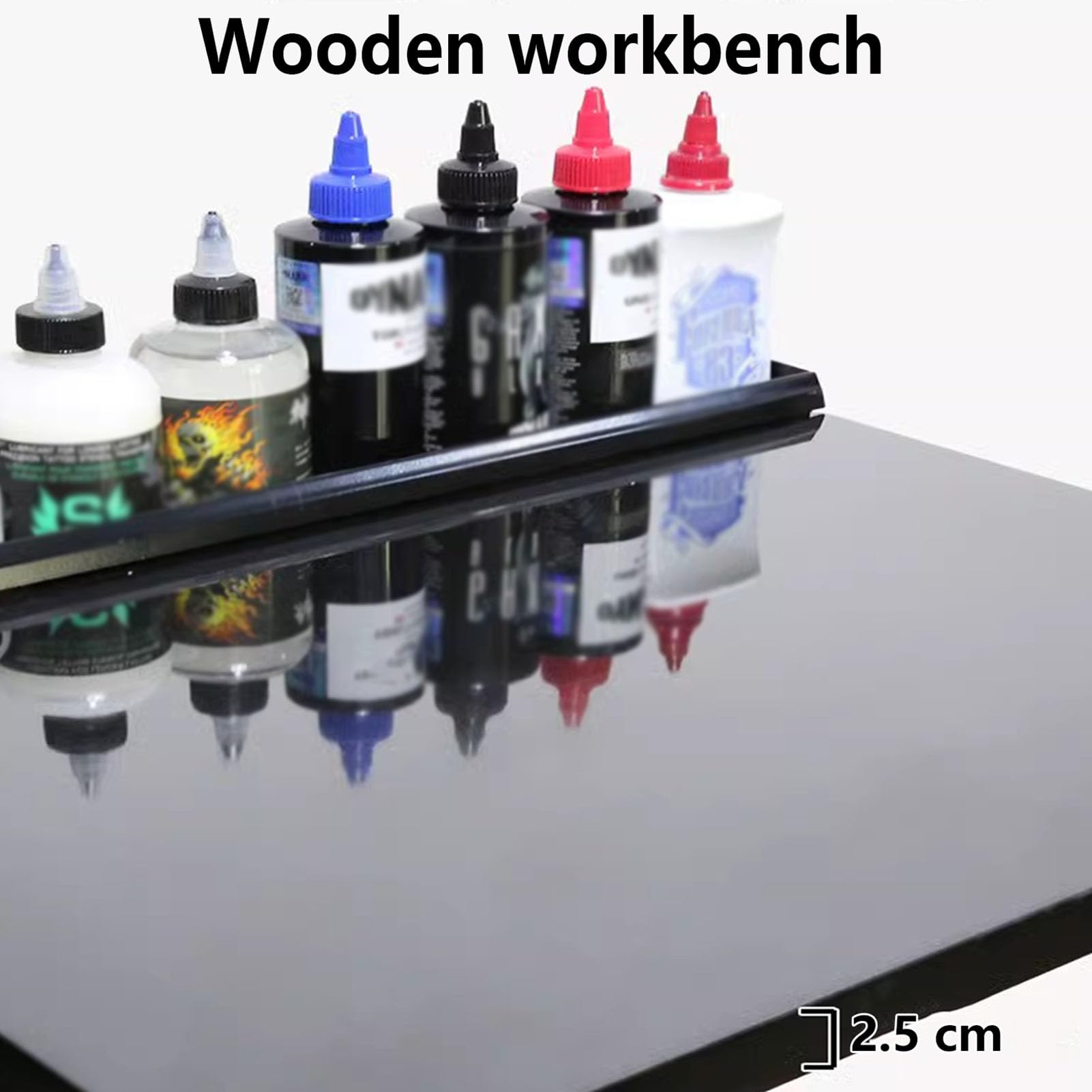 Adjustable Tattoo Workstation with Aluminum Alloy Lift - Removable Tattoo Stand with Universal Wheels (50x41x62-82cm, Black) - Perfect for Professional Tattoo Artists & Home Studios
