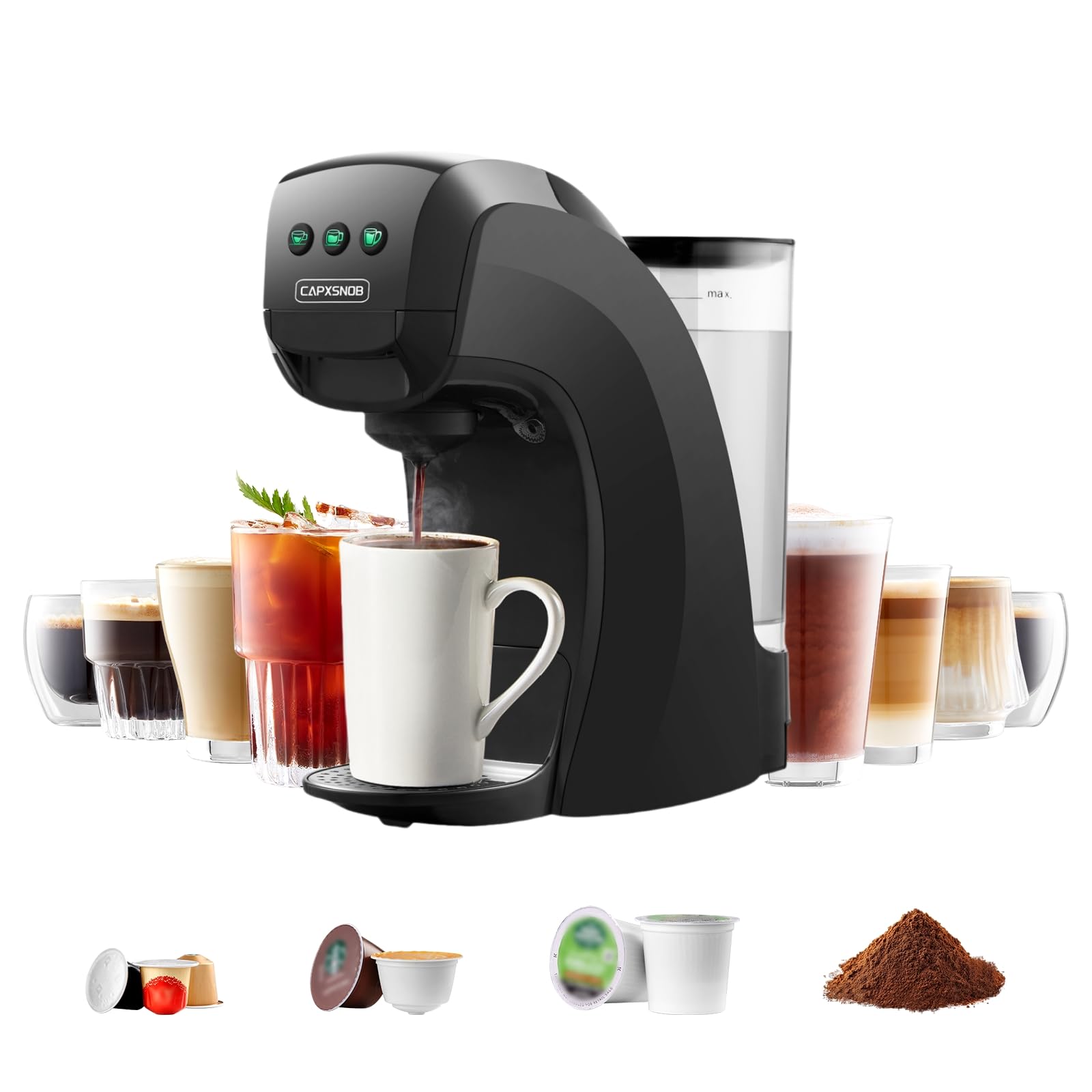 Premium Single Serve Coffee Maker for Keurig K-Cup Pods - Compatible with Nespresso & Dolce Gusto - 3 Brew Sizes Espresso Machine with Programmable Features & 28oz Water Reservoir - Perfect for Home, Office or Dorm Use