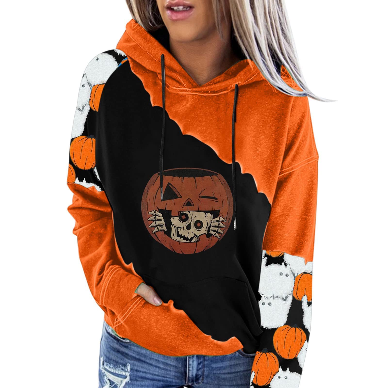 Women's Long Sleeve Casual Dressy Sweatshirt Hoodie - Halloween Tunic Top for Fall - Plus Size Fashion - Perfect for Work, Parties & Cozy Outfits