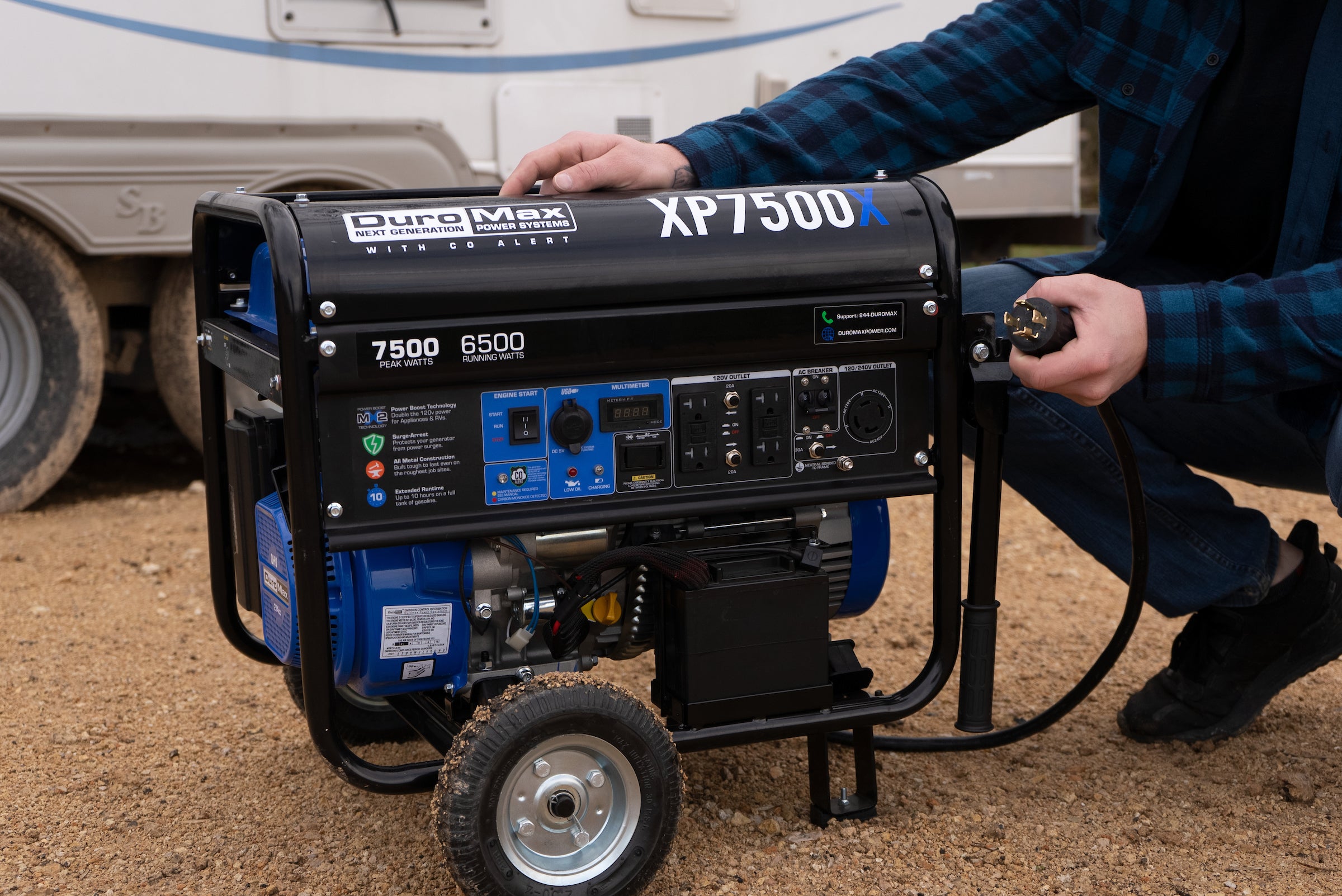 7,500 Watt Portable Gasoline Generator with CO Alert - Reliable Backup Power for Home, Camping & Outdoor Emergencies