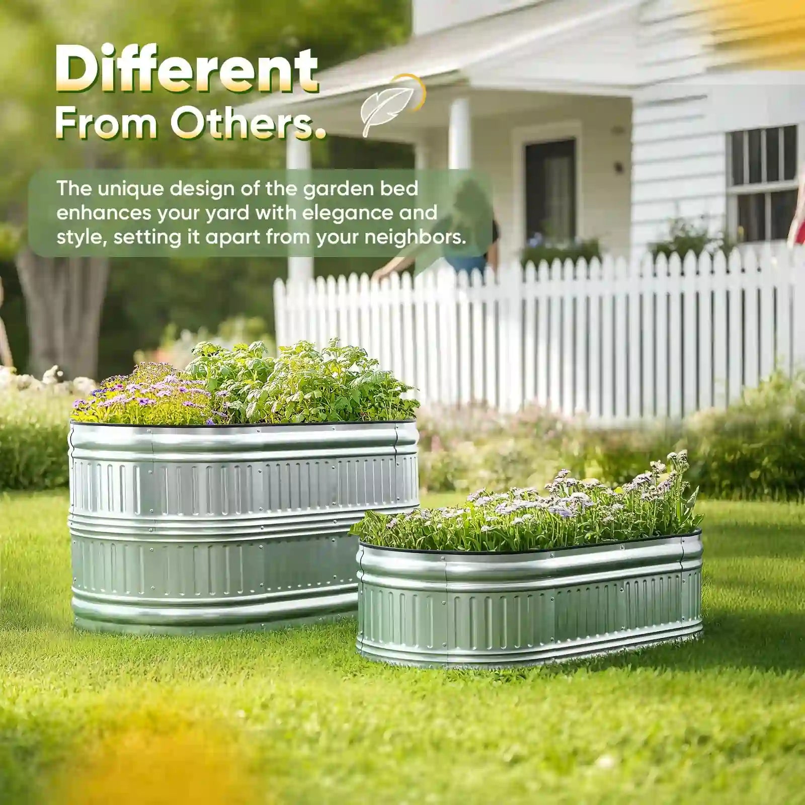 47x24x24 Inch Oval Raised Garden Bed Kit - Elevated Planter Box for Vegetables, Flowers & Herbs - Perfect for Backyard, Patio & Urban Gardening